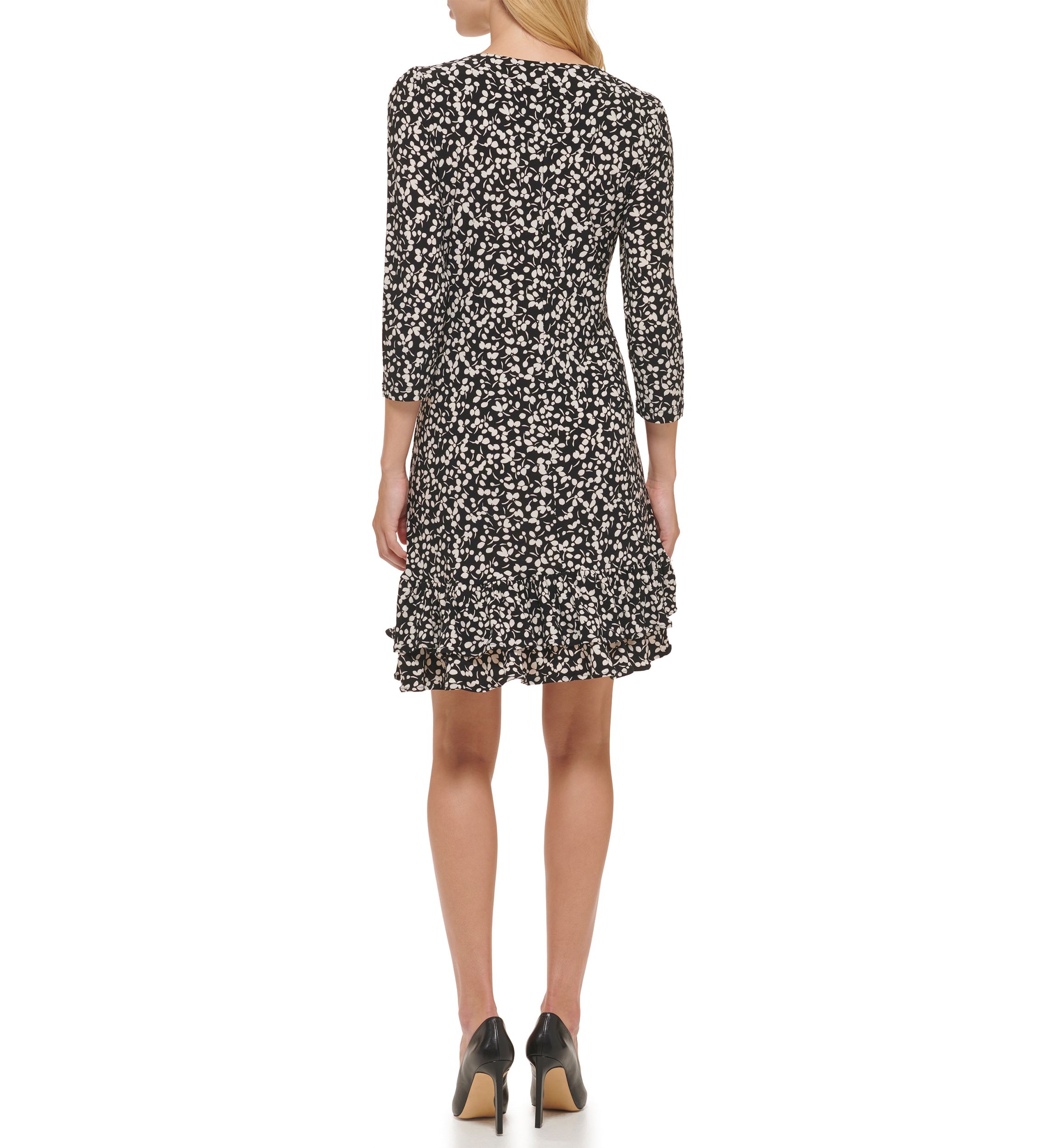 Womens Playful Petal Flounce Hem Shift Dress