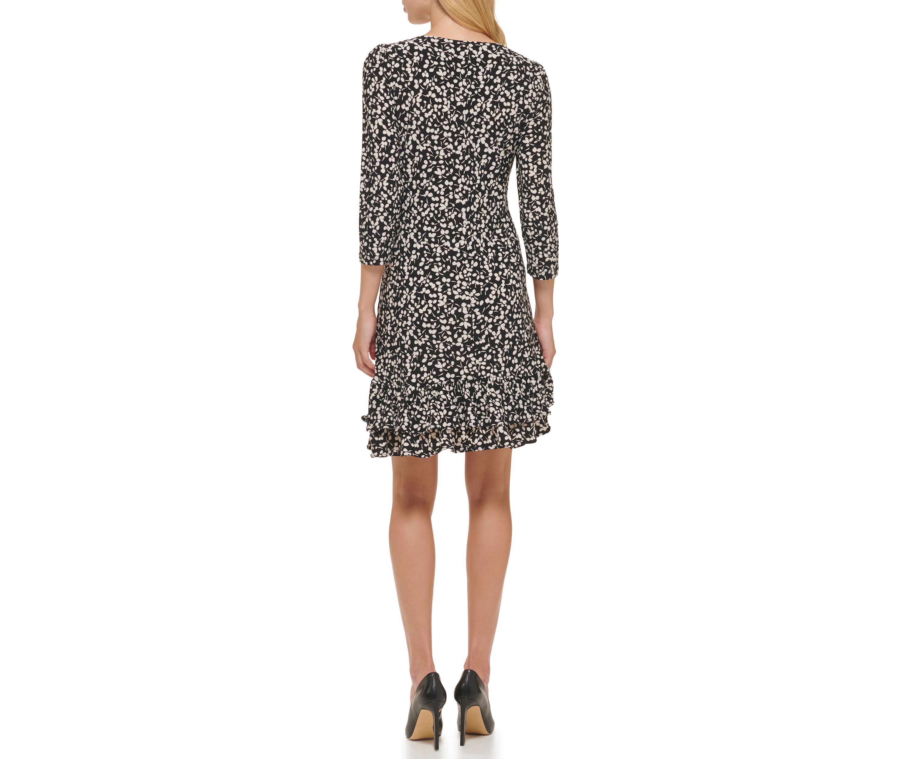 Womens Playful Petal Flounce Hem Shift Dress
