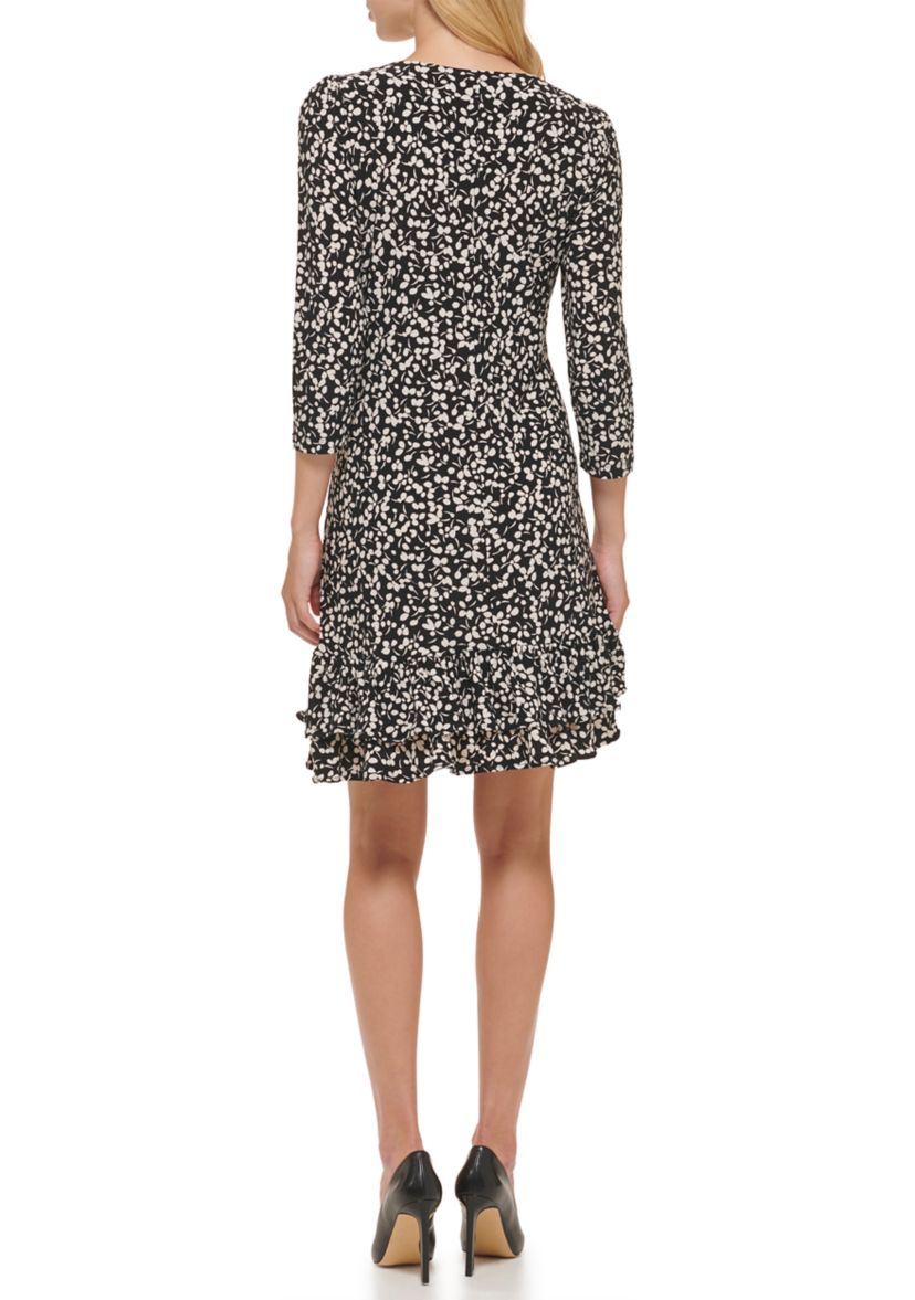 Womens Playful Petal Flounce Hem Shift Dress