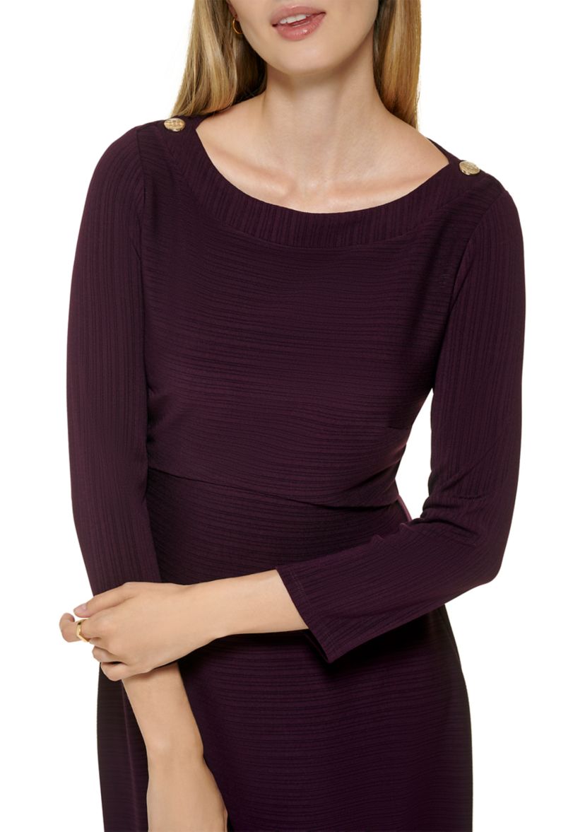 Long Sleeve Silky Rib Knit Fit & Flare Dress