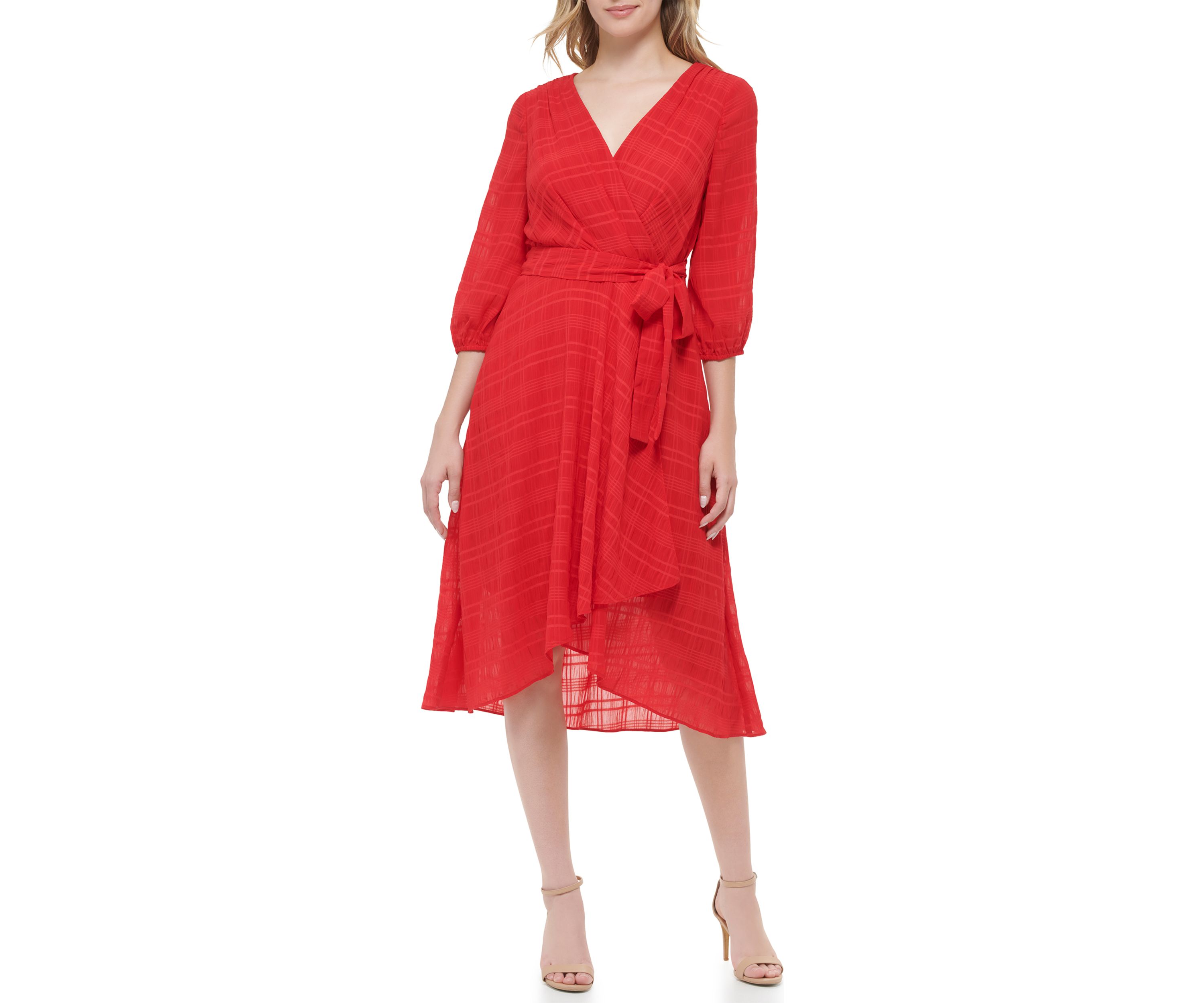 Womens Crinkled Windows Surplus Fit and Flare Dress