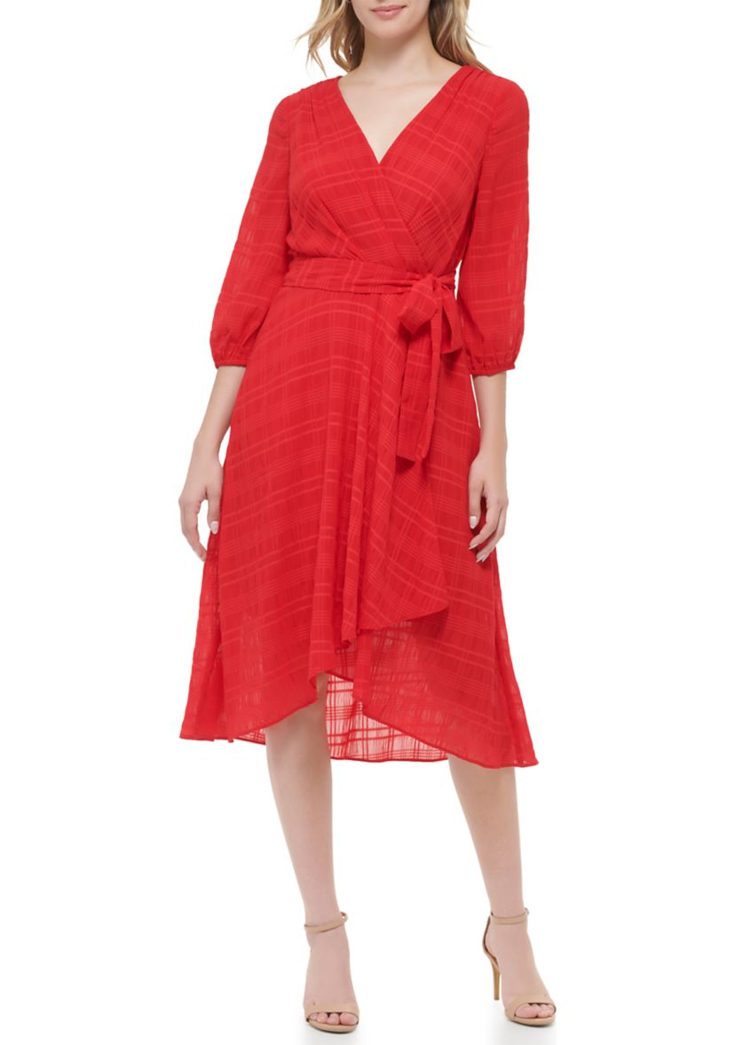 Womens Crinkled Windows Surplus Fit and Flare Dress