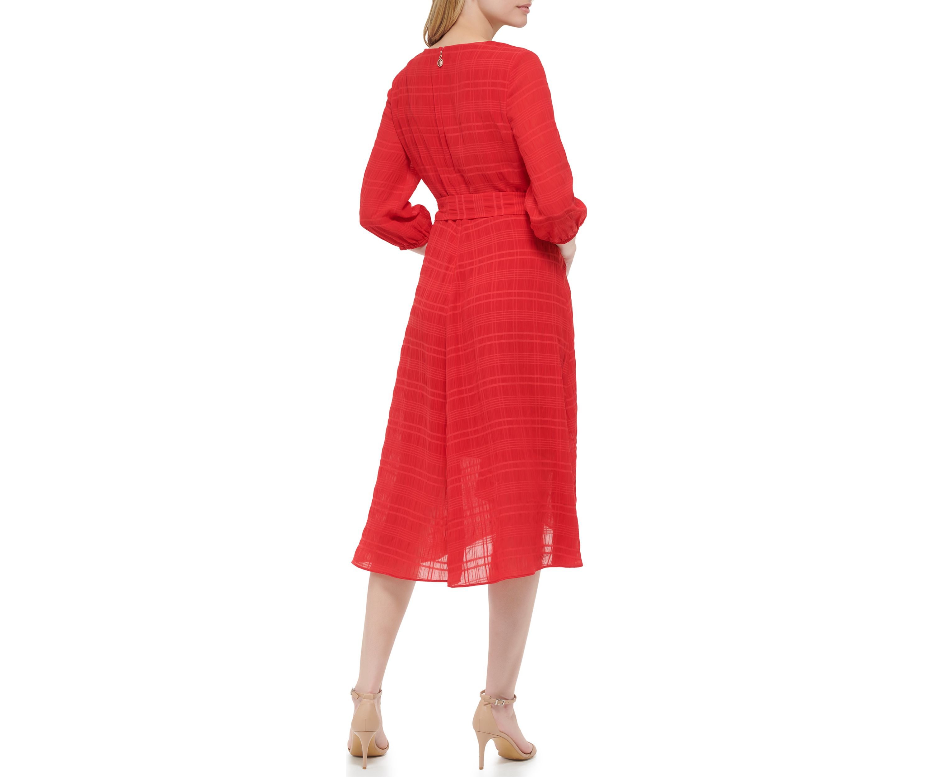Womens Crinkled Windows Surplus Fit and Flare Dress