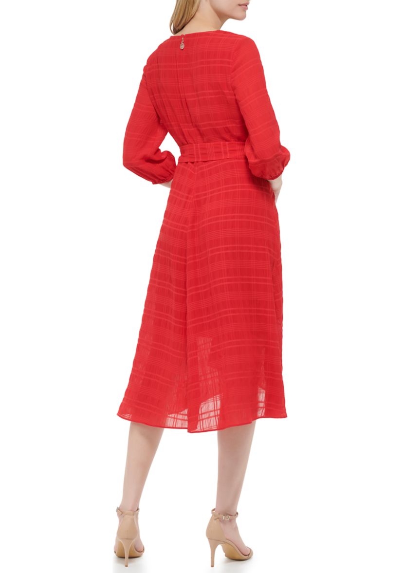 Womens Crinkled Windows Surplus Fit and Flare Dress
