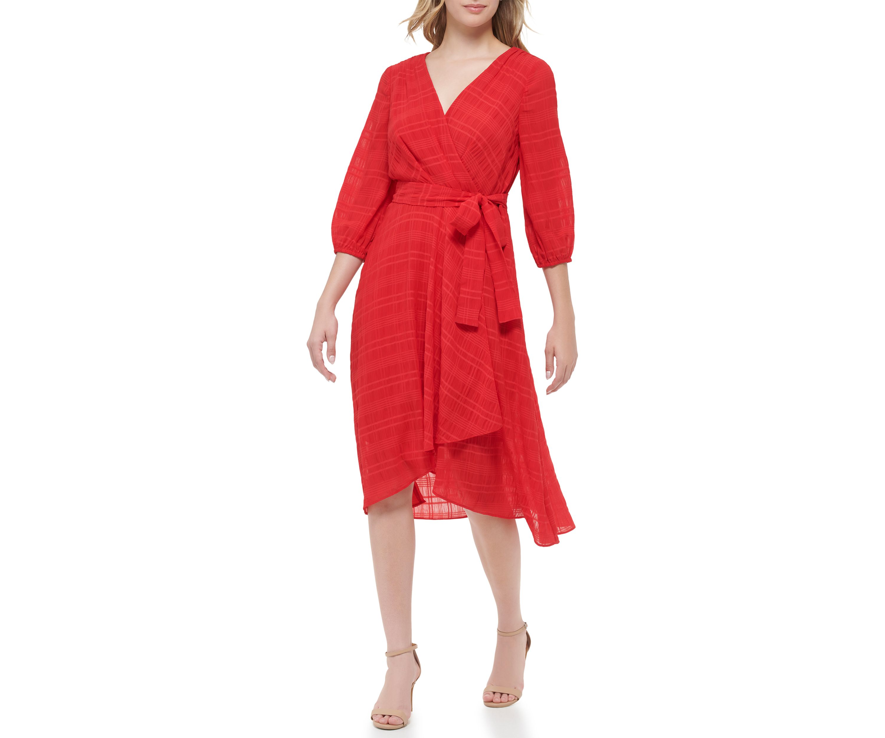 Womens Crinkled Windows Surplus Fit and Flare Dress