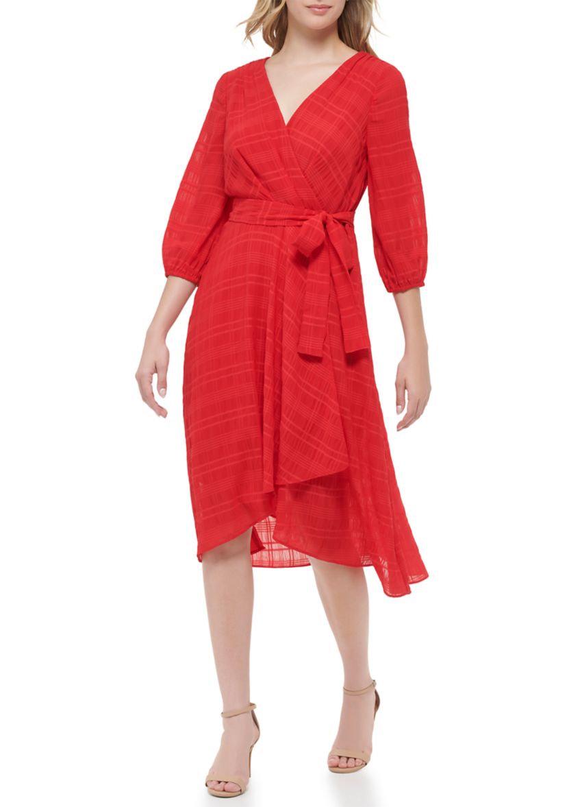 Womens Crinkled Windows Surplus Fit and Flare Dress