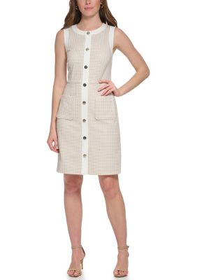 Tommy Hilfiger Women's Sleeveless Button Front Knit Sheath