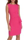 Womens Sleeveless Bateau Neck Side Drape Sheath Dress