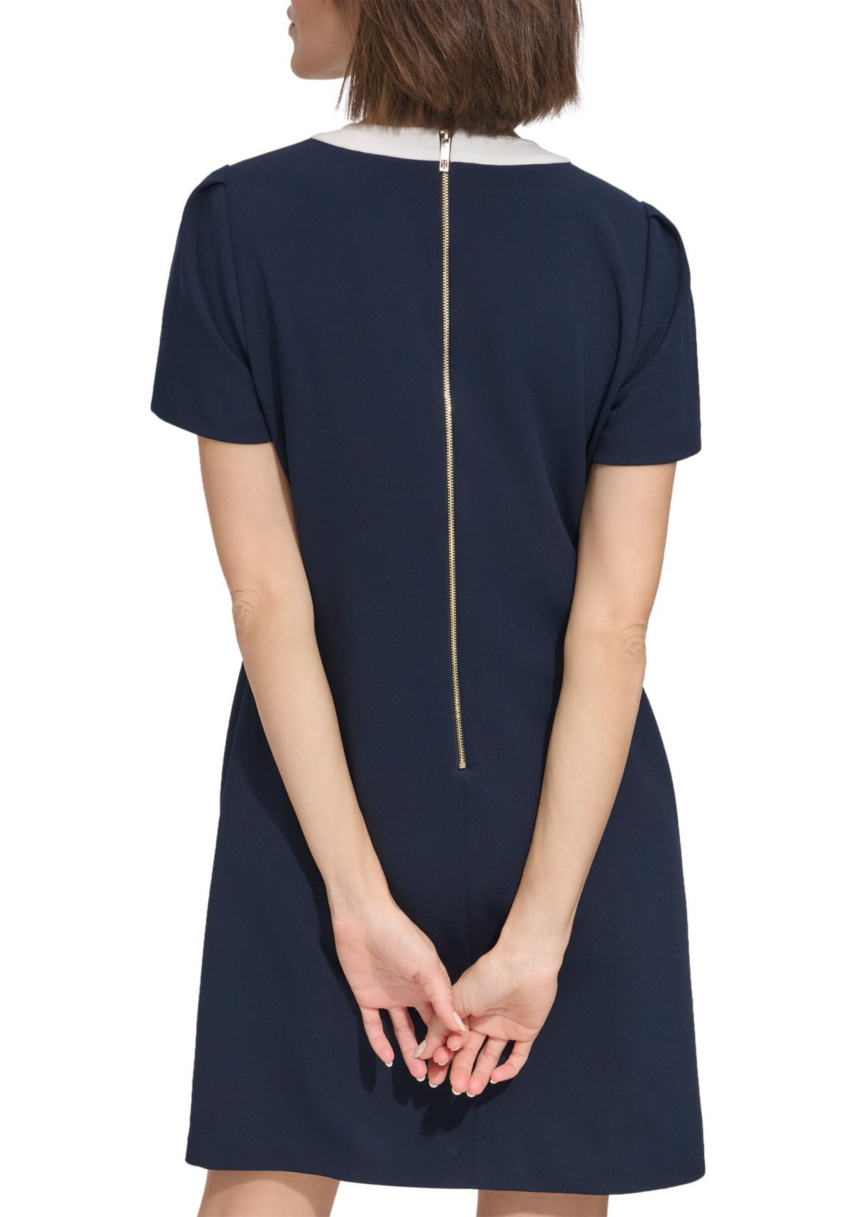 Womens Color Block Shift Dress with Pockets