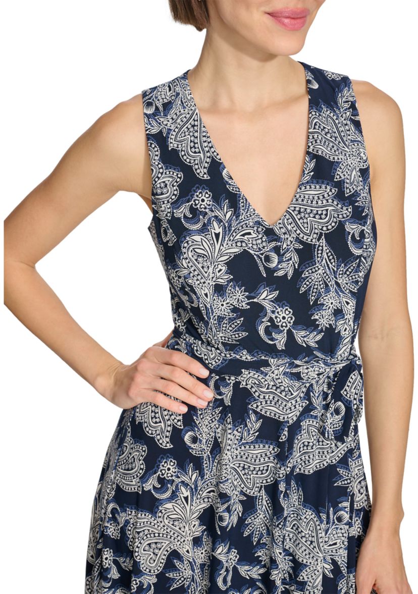 Womens Windblown Paisley Dress with Belt