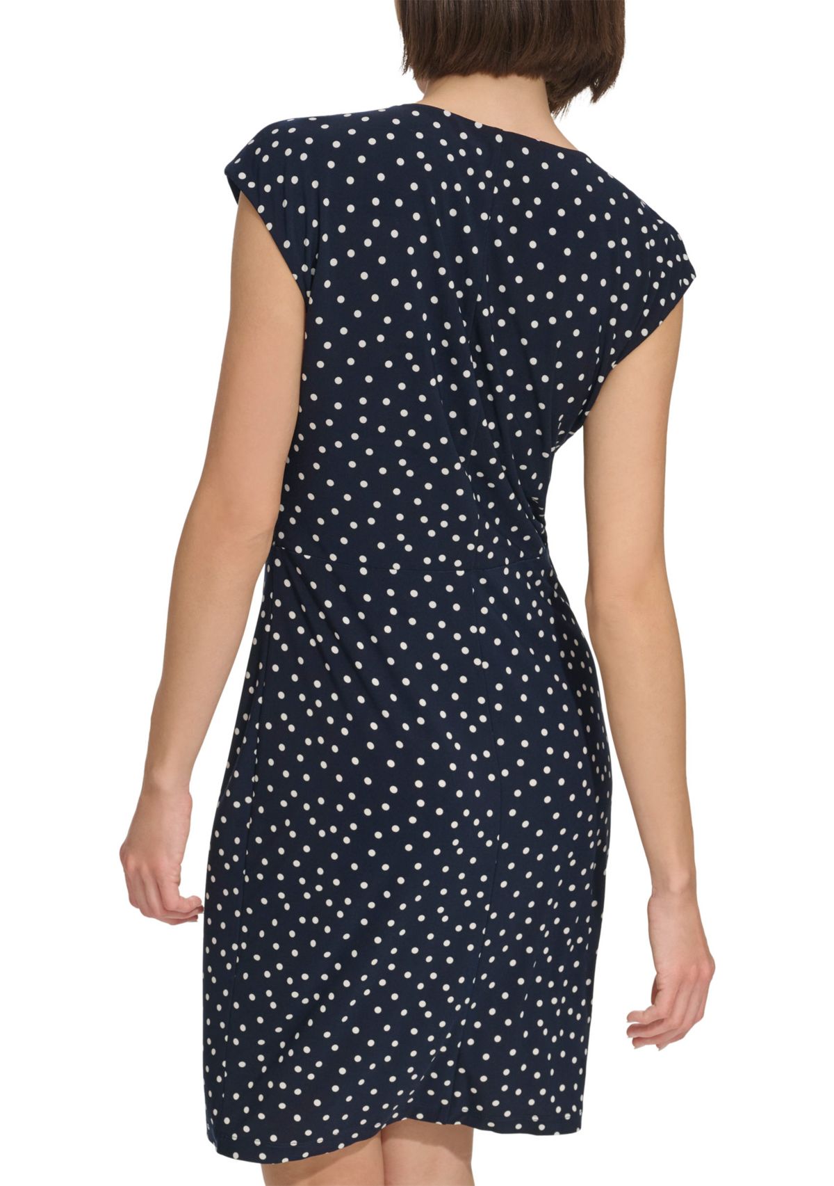 Womens Cap Sleeve Twist Waist Sheath Dress