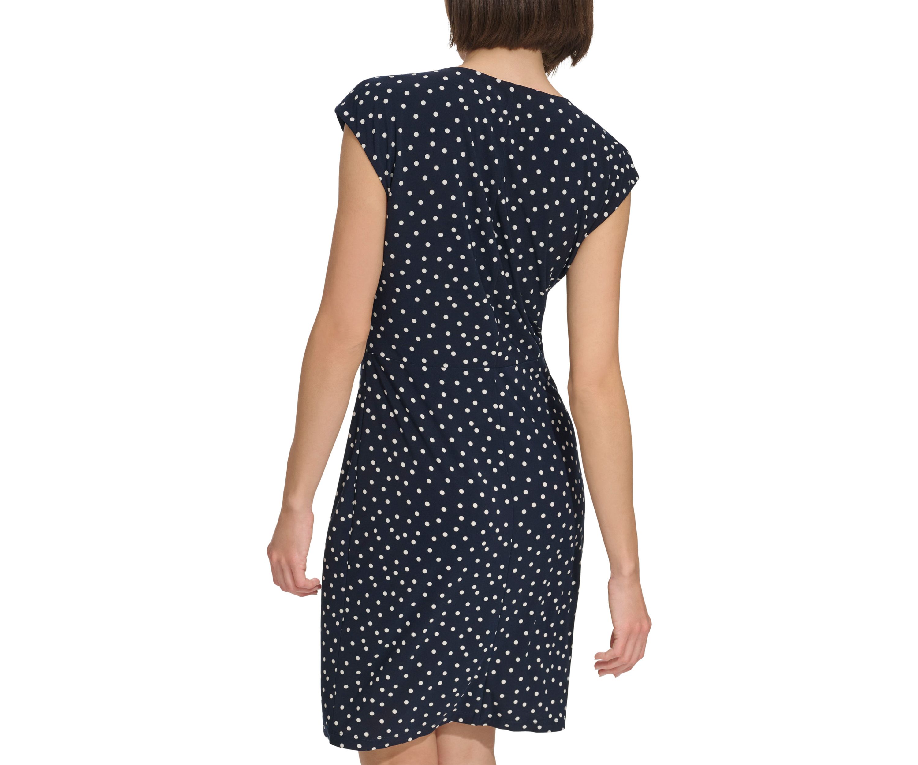 Womens Cap Sleeve Twist Waist Sheath Dress