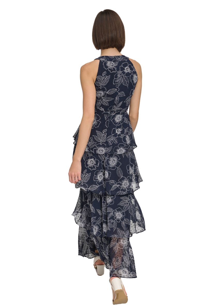 Womens Floral Tiered Maxi Dress