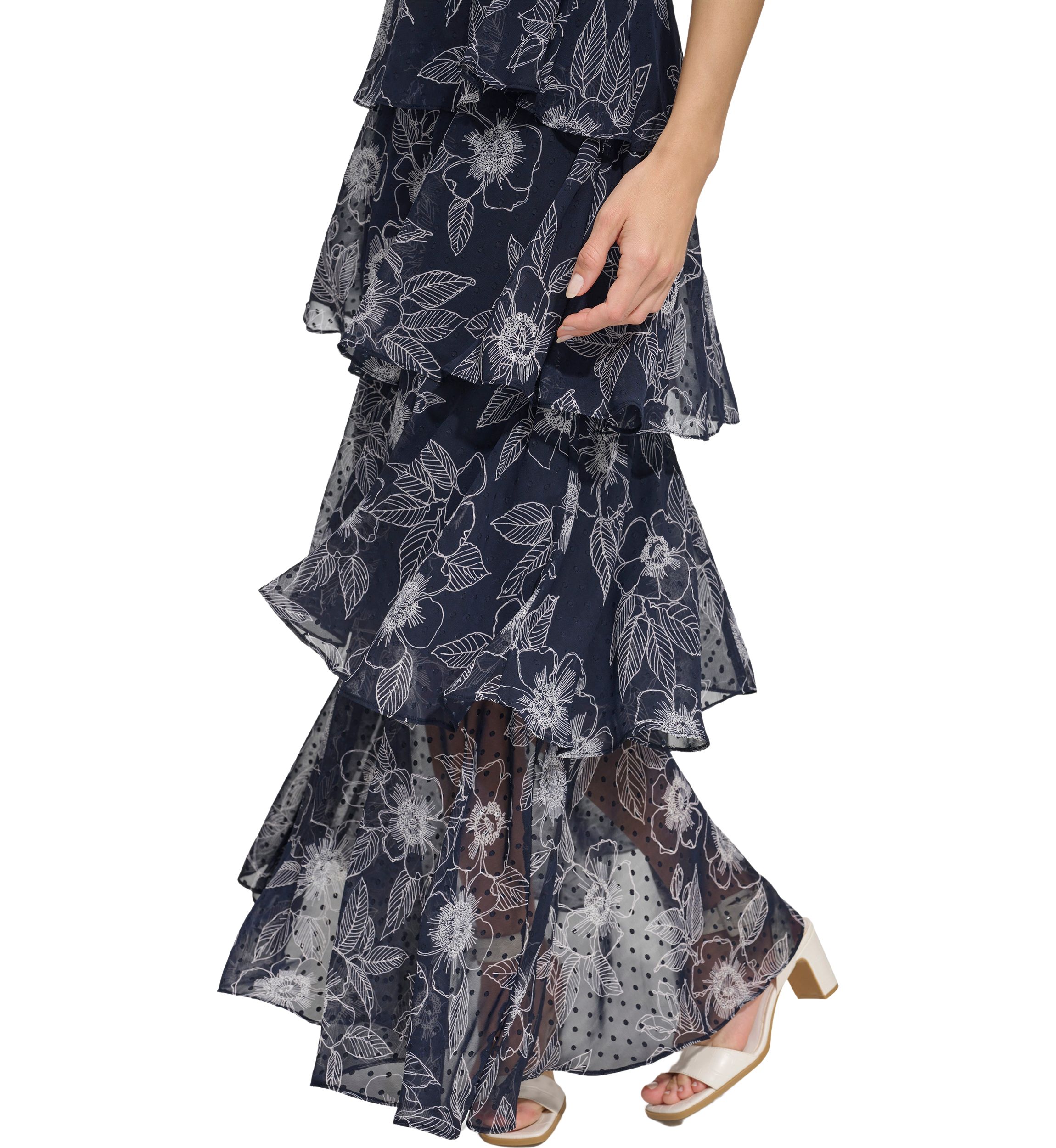 Womens Floral Tiered Maxi Dress