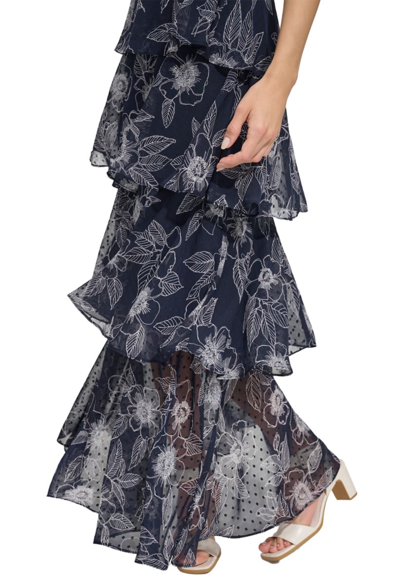 Womens Floral Tiered Maxi Dress