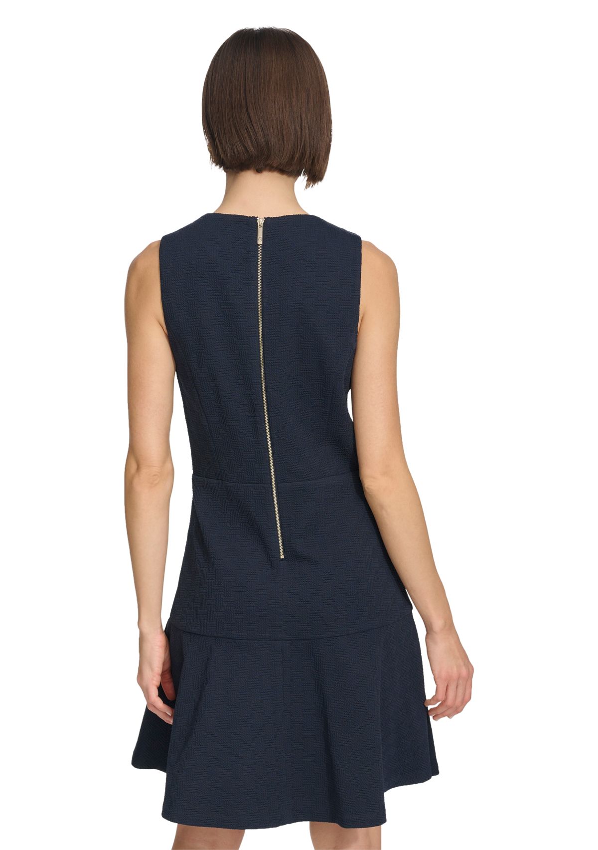 Womens Basket Knit Sleeveless Fit and Flare Dress