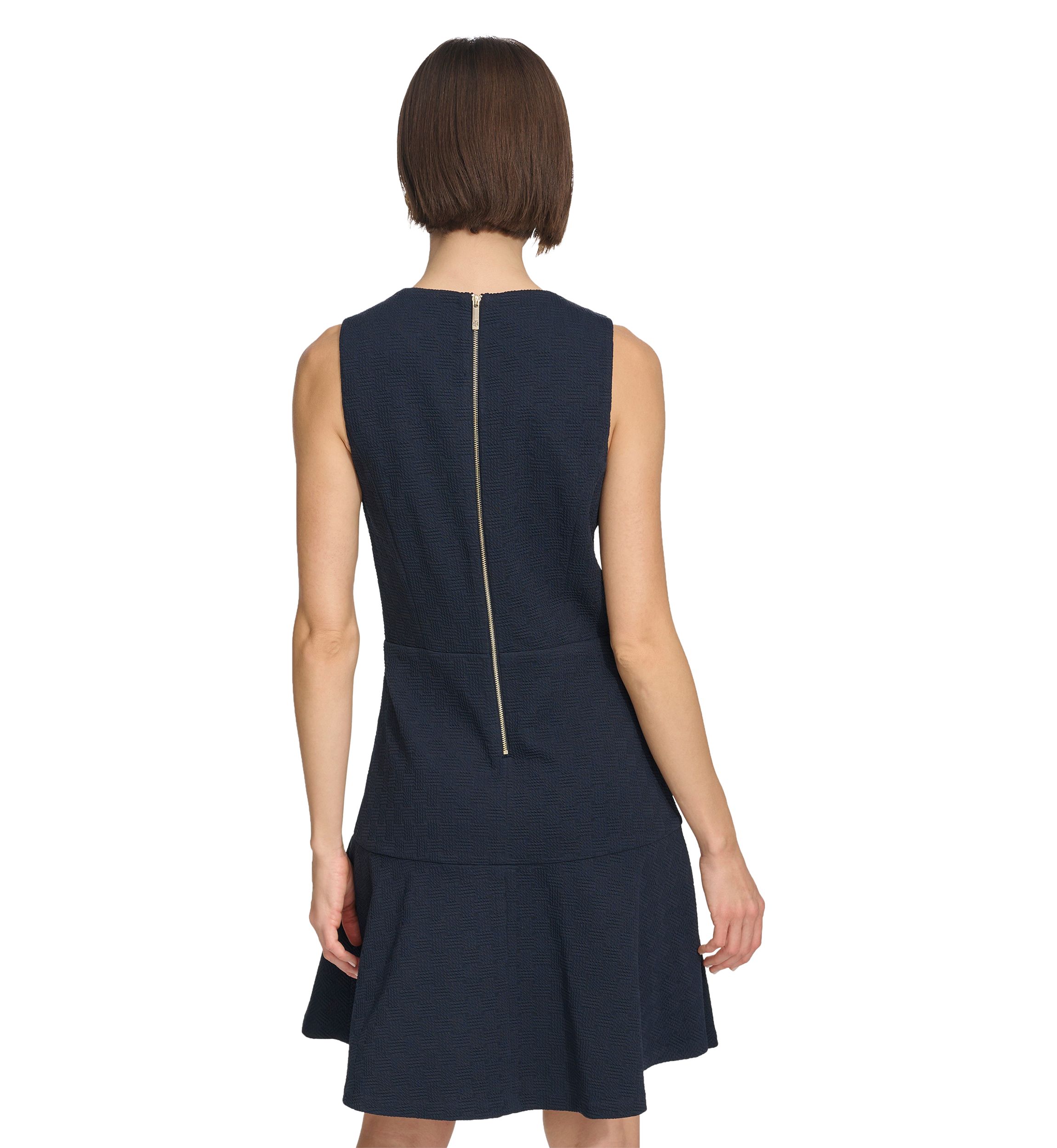 Womens Basket Knit Sleeveless Fit and Flare Dress