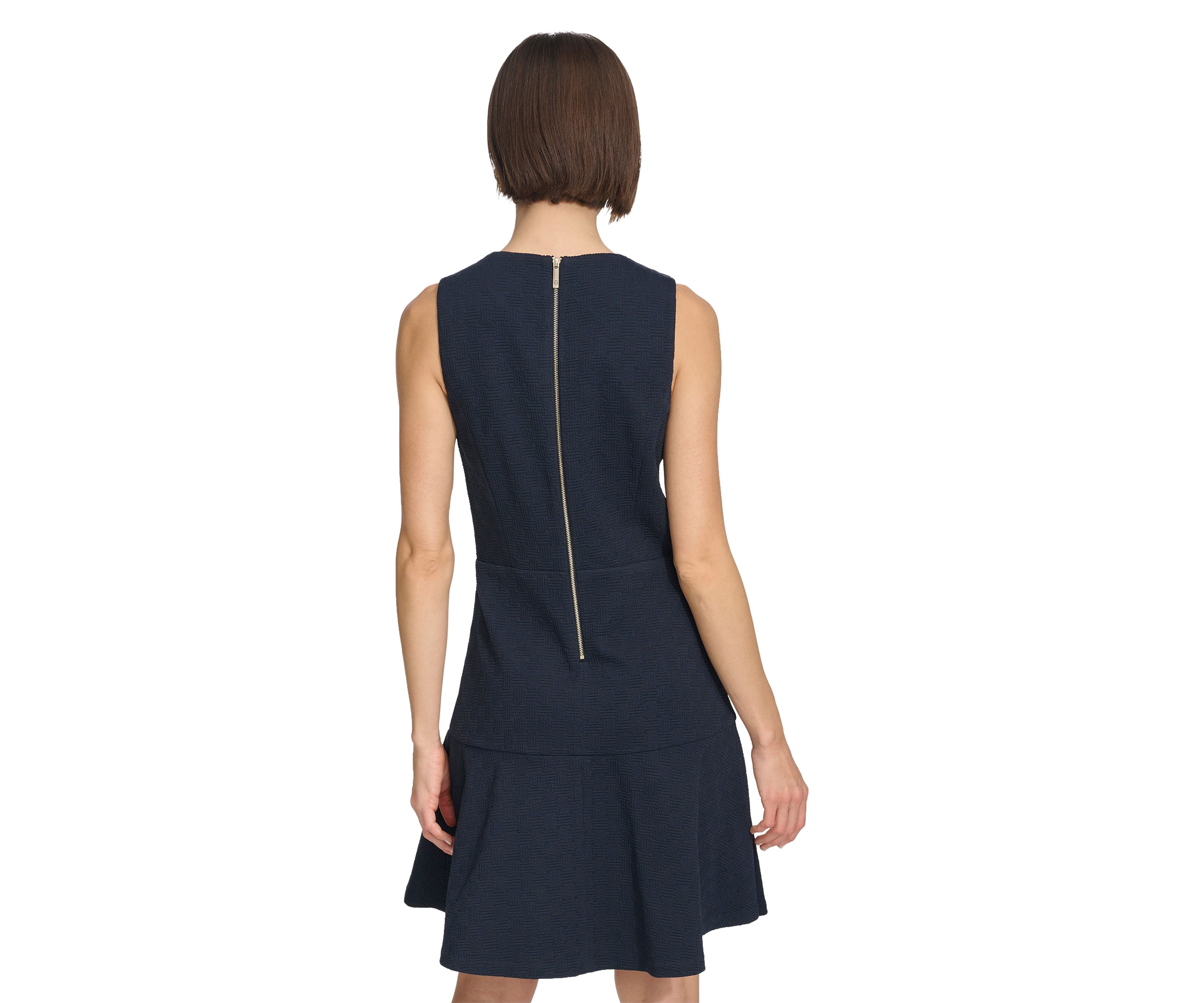 Womens Basket Knit Sleeveless Fit and Flare Dress