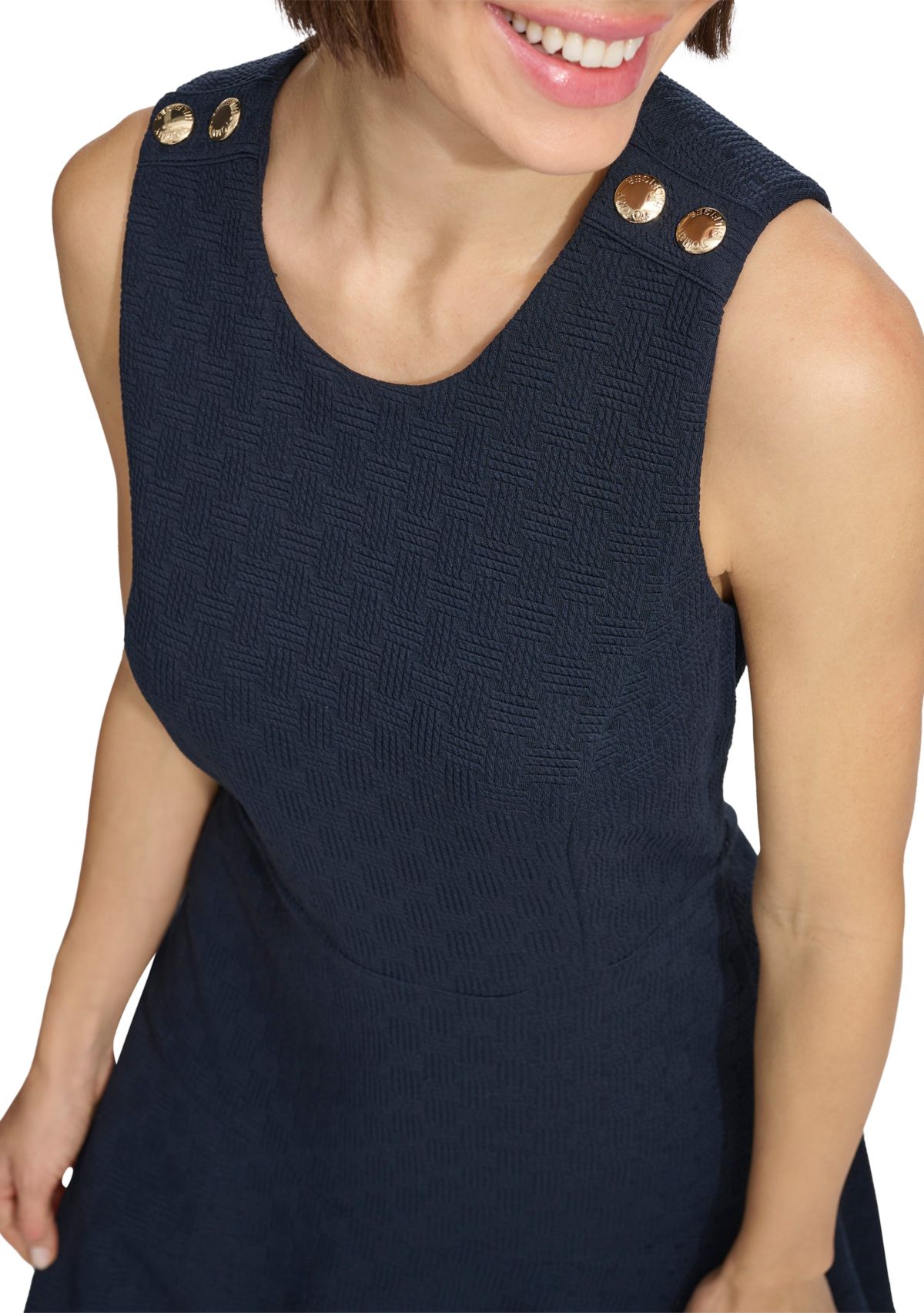 Womens Basket Knit Sleeveless Fit and Flare Dress