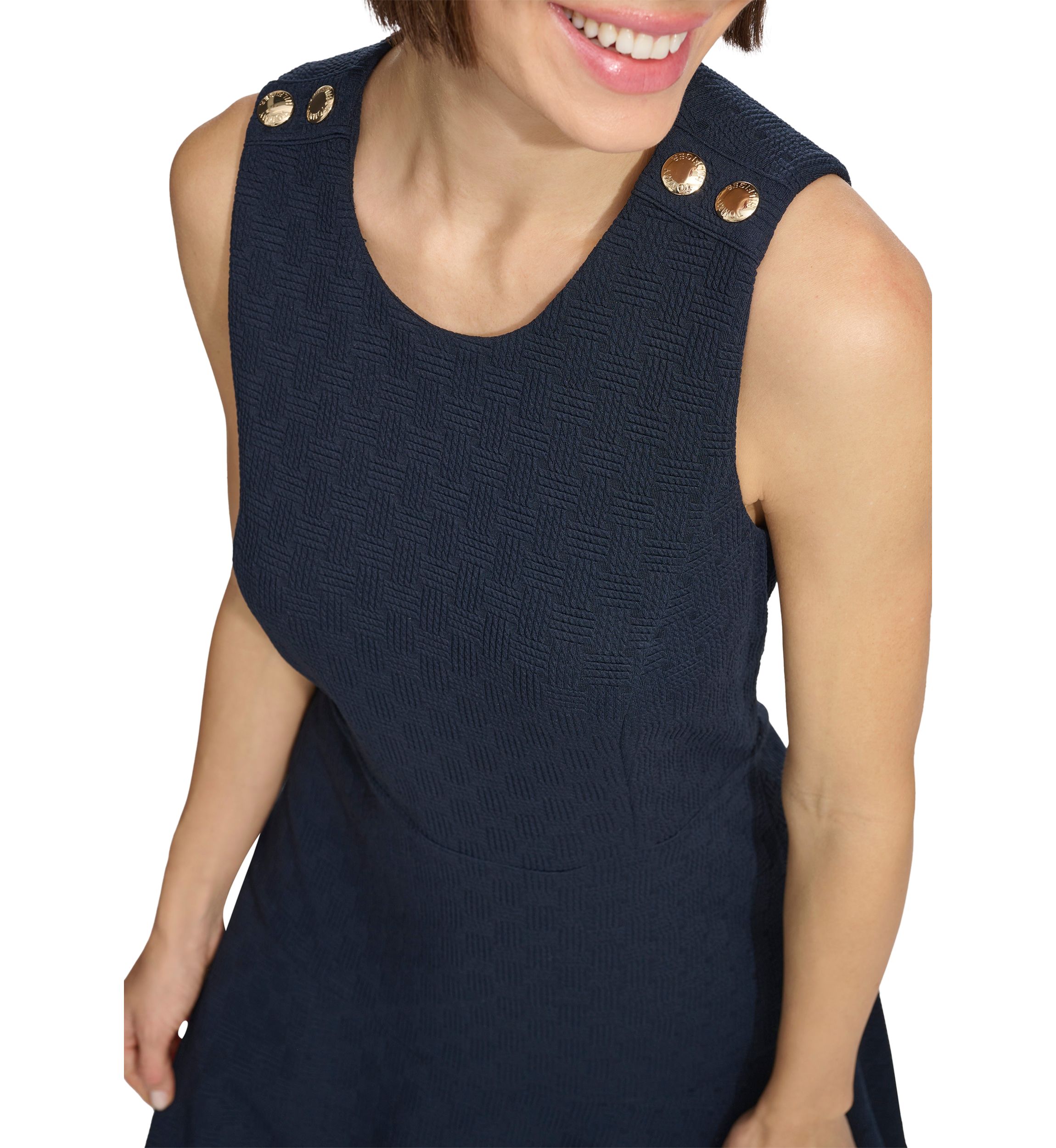 Womens Basket Knit Sleeveless Fit and Flare Dress