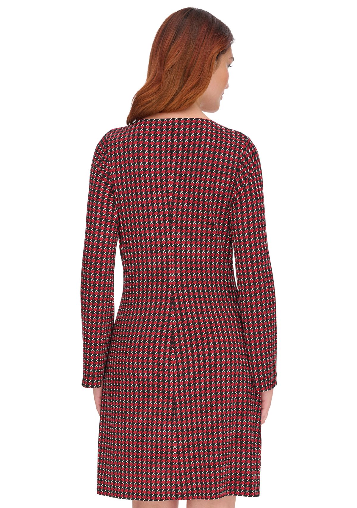 Womens Long Sleeve Printed Jersey Shift Dress