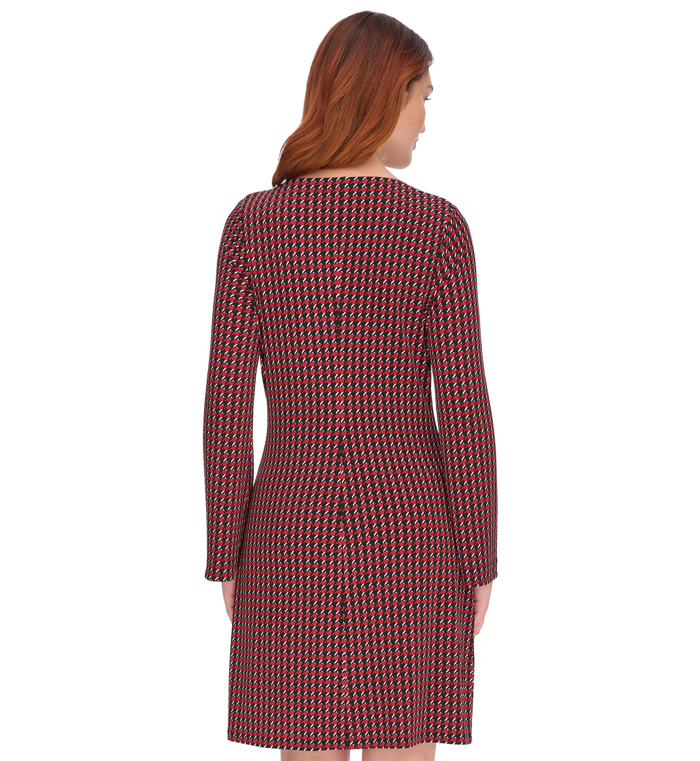 Womens Long Sleeve Printed Jersey Shift Dress