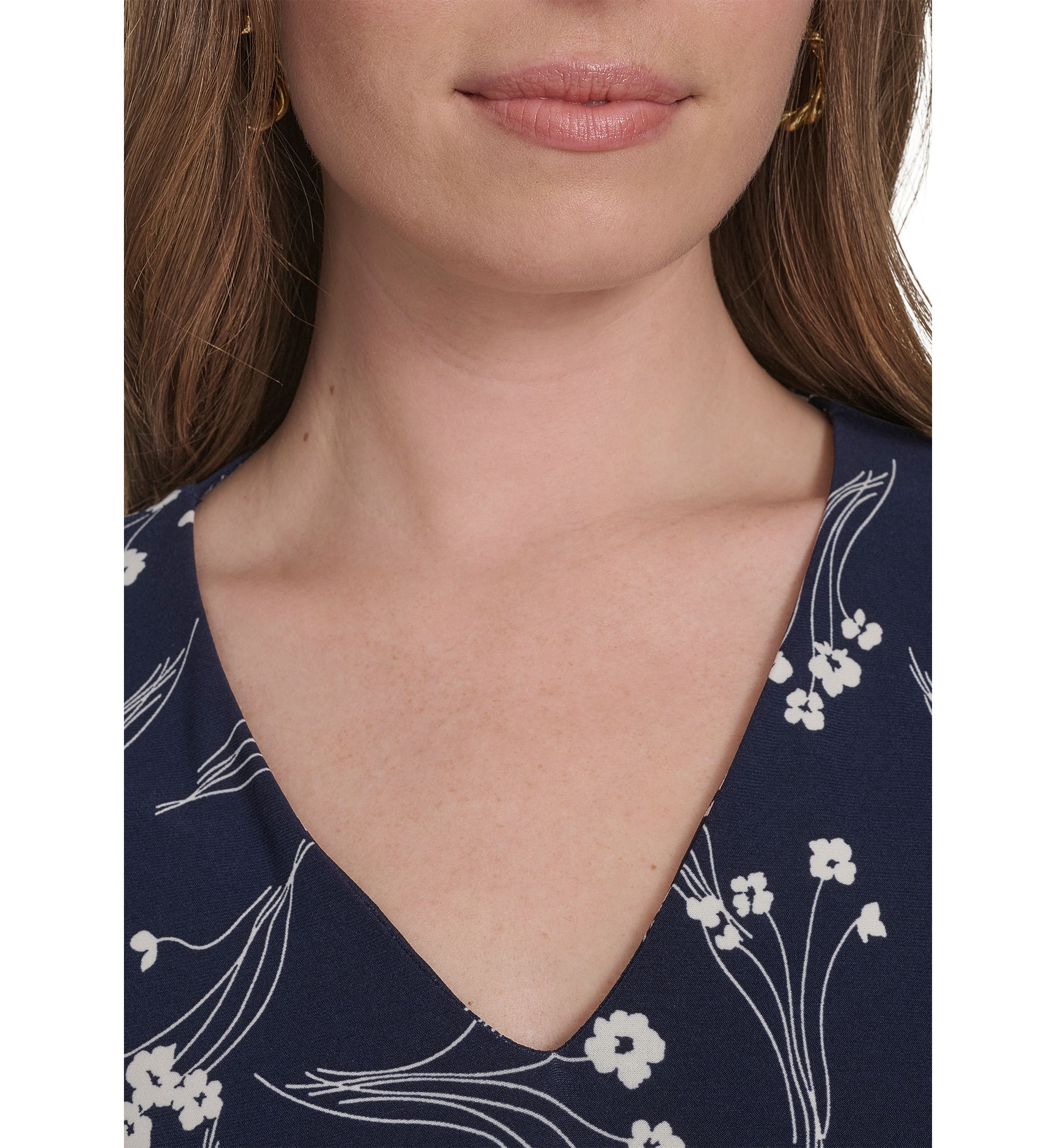 Womens Short Puff Sleeve V-Neck Jersey Shift Dress 