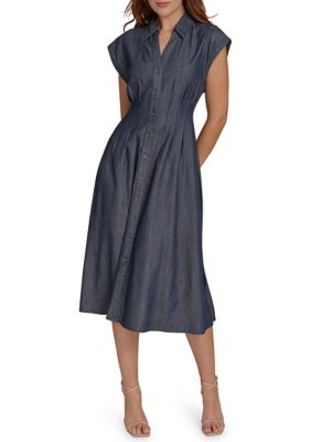 Tommy Hilfiger Women's V-Neck Denim Midi Dress