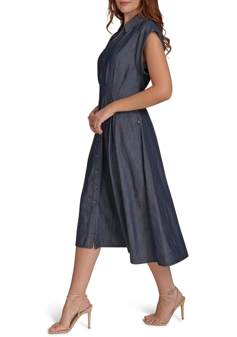 Tommy Hilfiger Women's V-Neck Denim Midi Dress | Belk