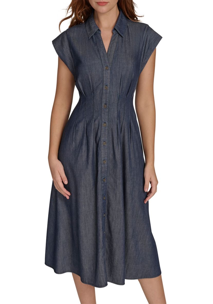 vintage tommy hilfiger denim dress Denim Tommy Hilfiger Mini Dress Tommy Hilfiger Jean Mini Dress Size Girls  Blue Button Front Collared