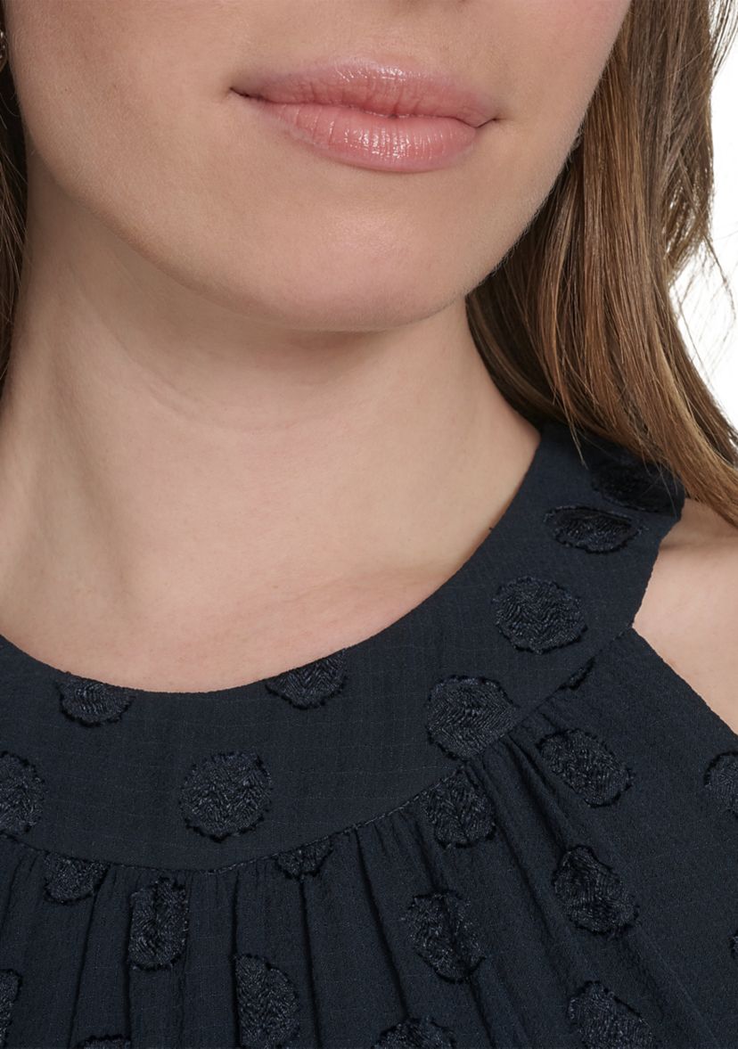 Sleeveless Halter Clip Dot Chiffon Tiered Maxi Dress 