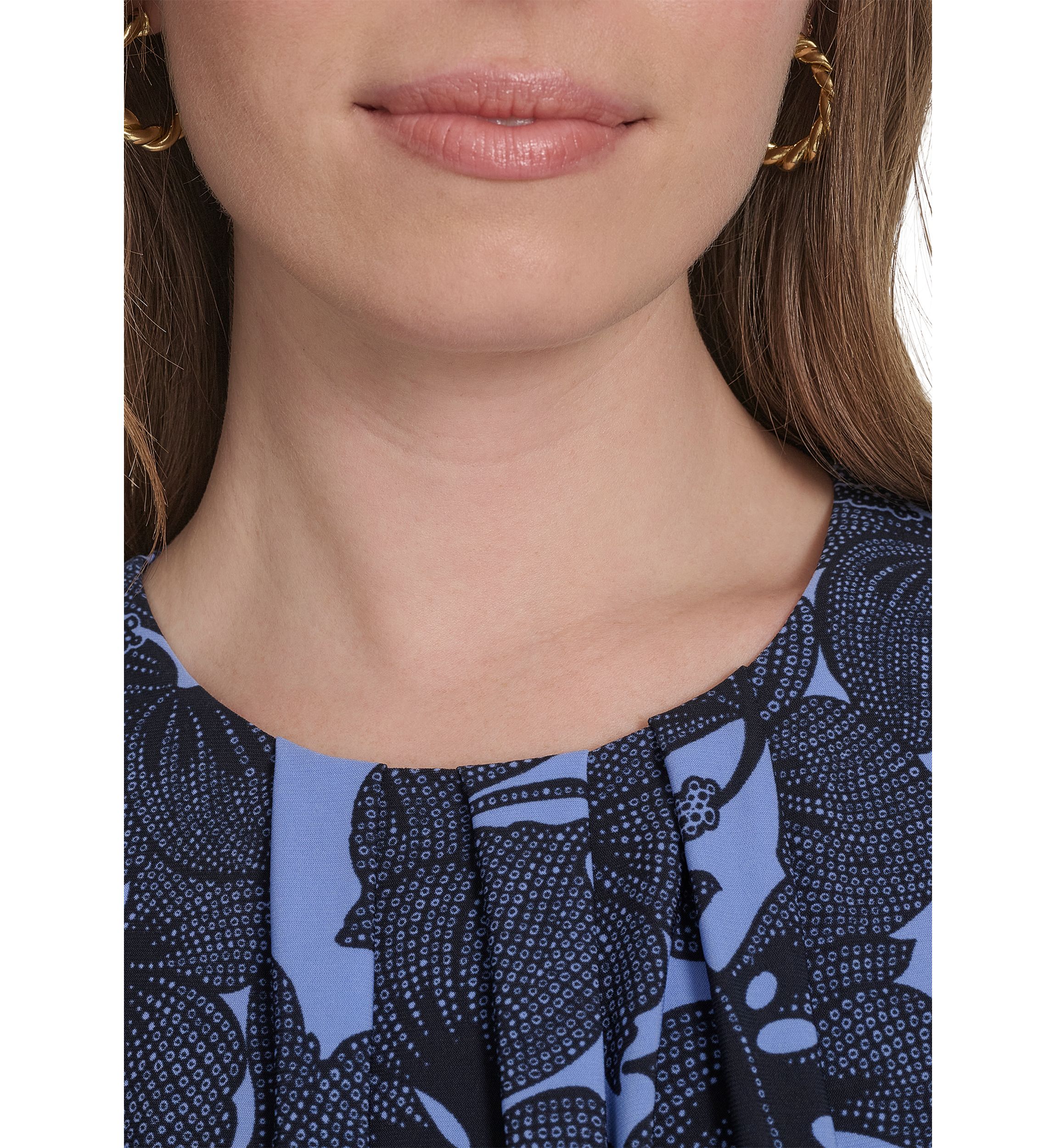 Womens Flutter Sleeve Hibiscus Jersey Midi Fit and Flare Dress 