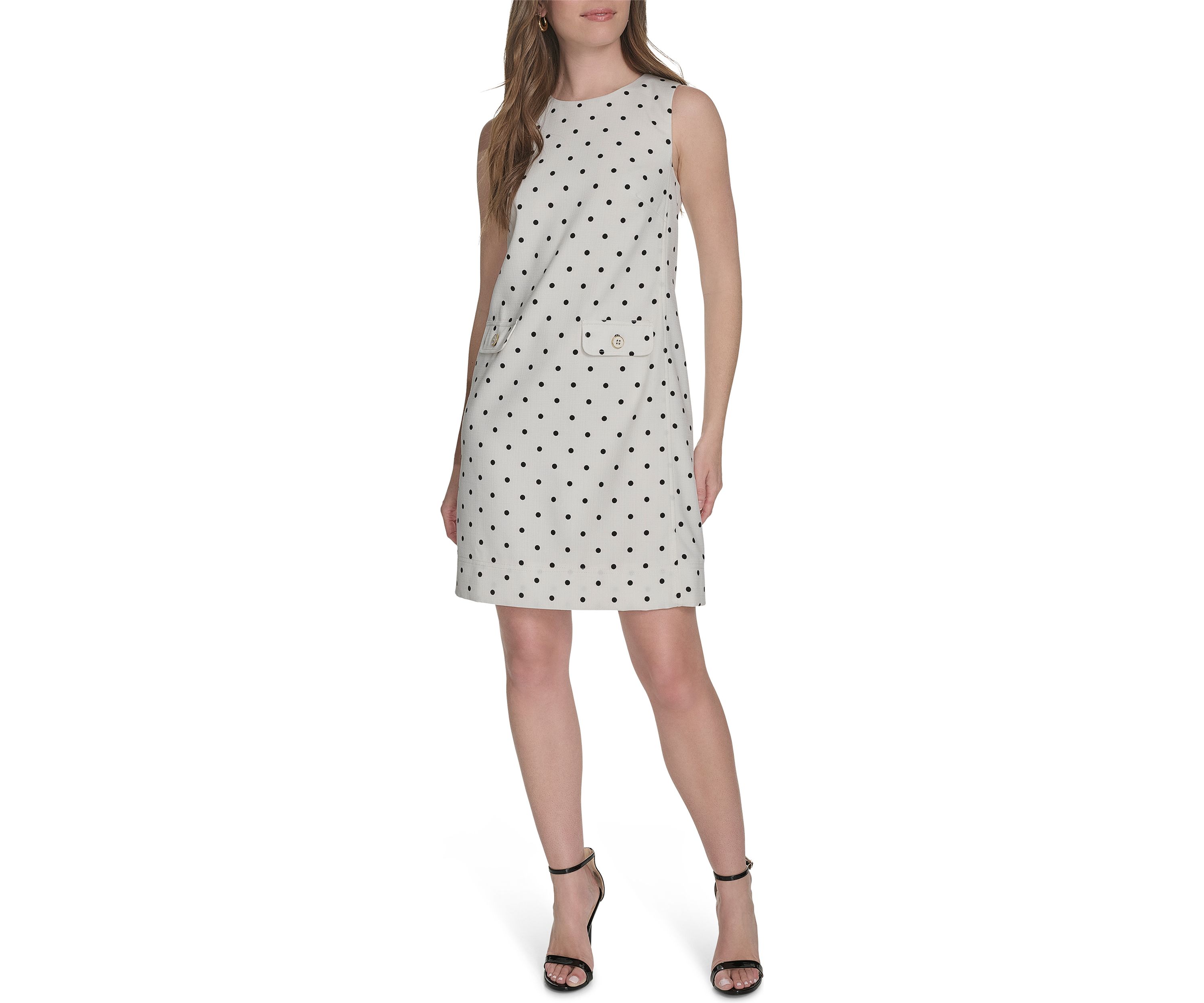 Womens Sleeveless Printed Shift Dress