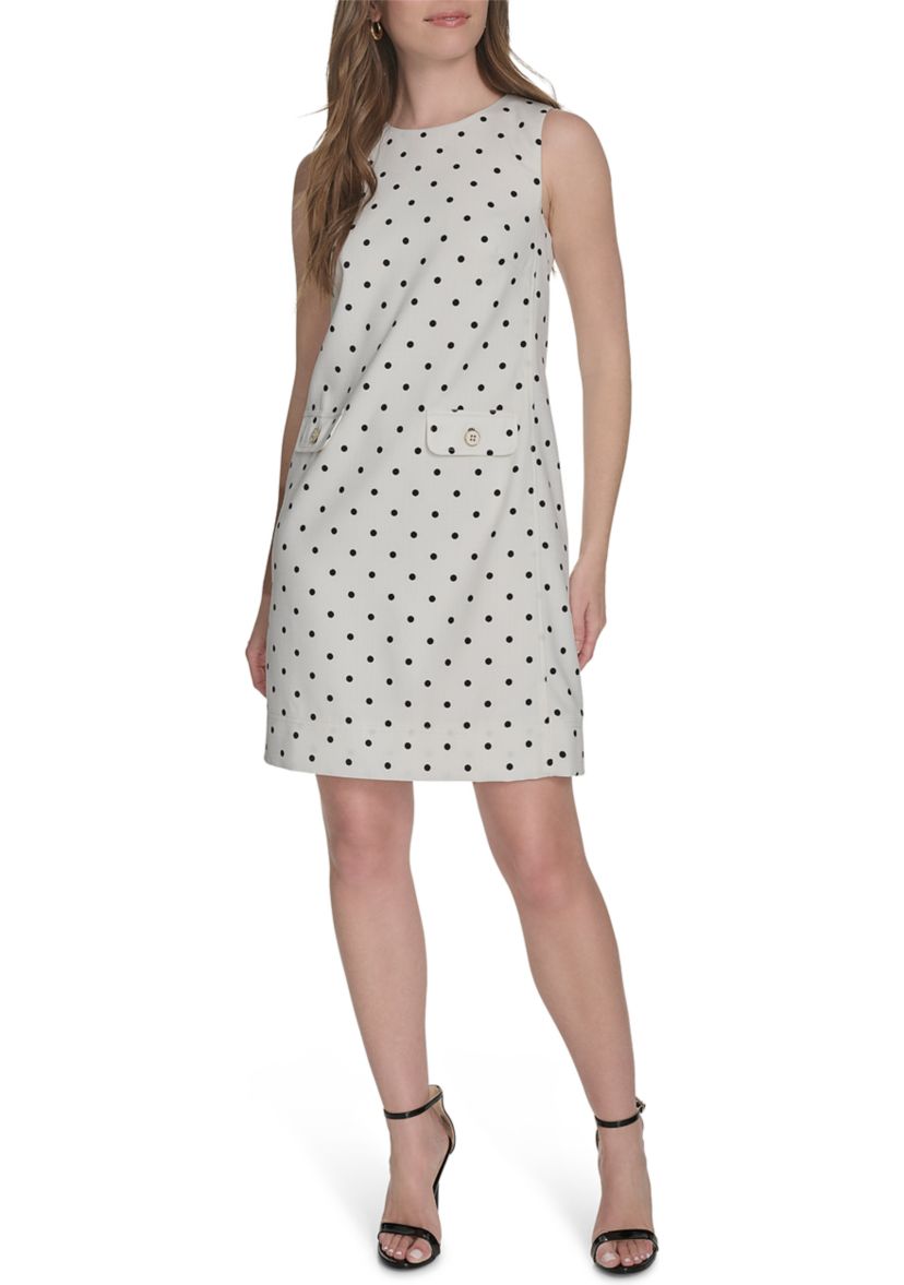 Womens Sleeveless Printed Shift Dress