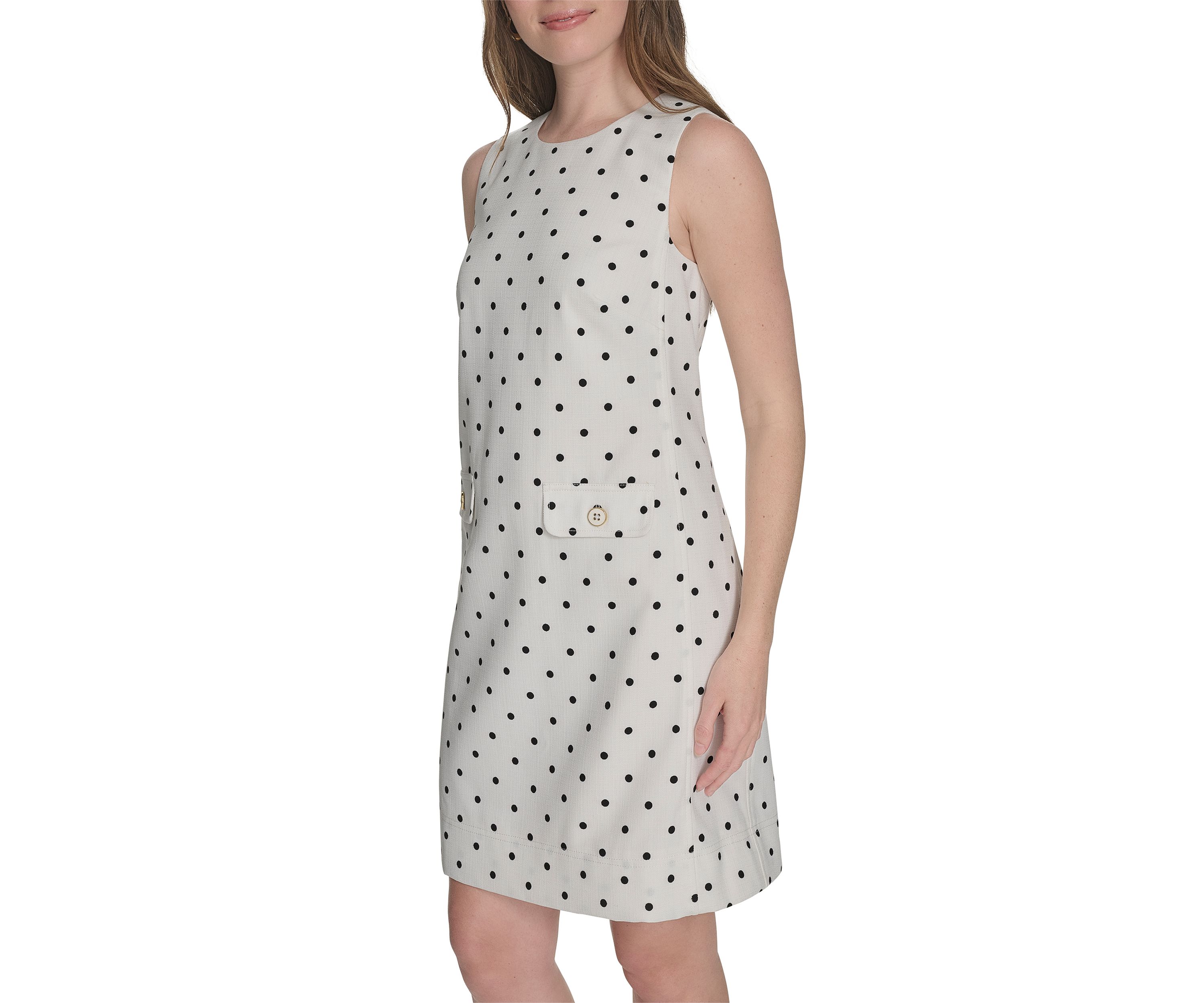 Womens Sleeveless Printed Shift Dress