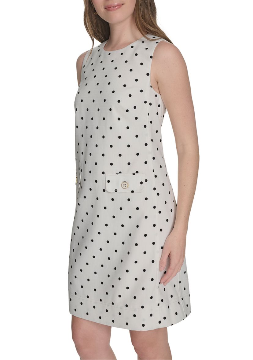Womens Sleeveless Printed Shift Dress