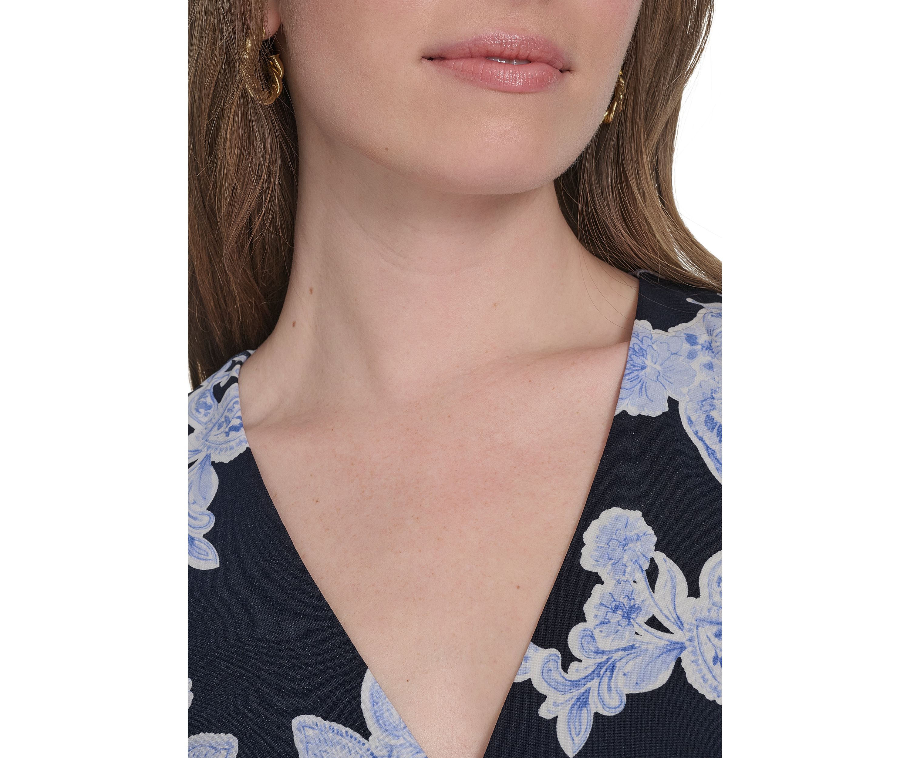 Womens Short Sleeve V-Neck Jersey Fit and Flare Dress