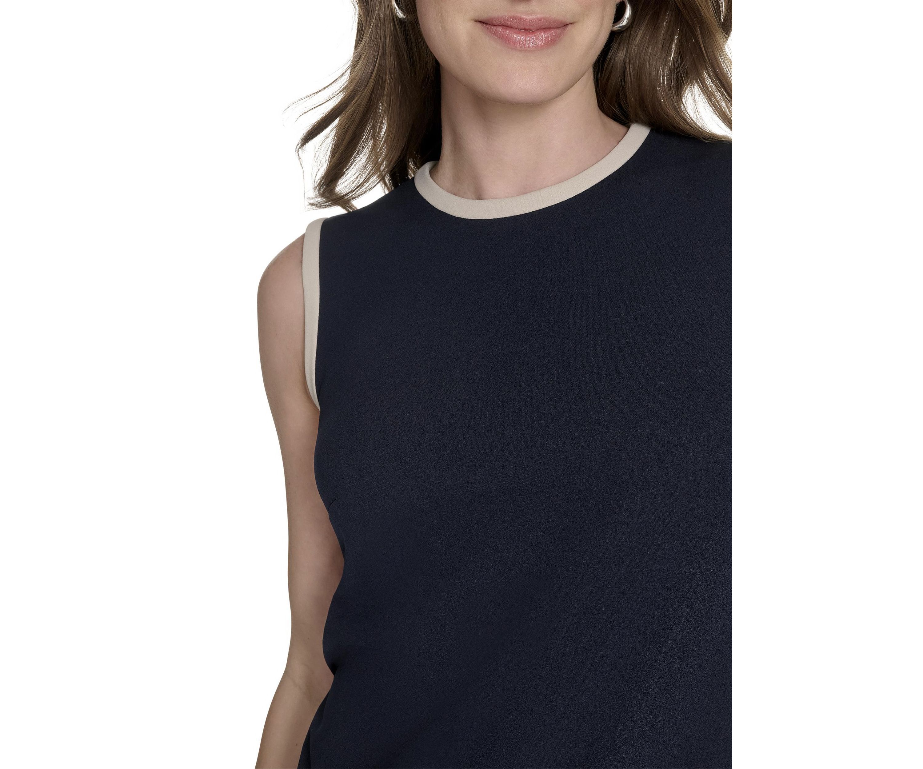 Womens Sleeveless Color Blocked Shift Dress