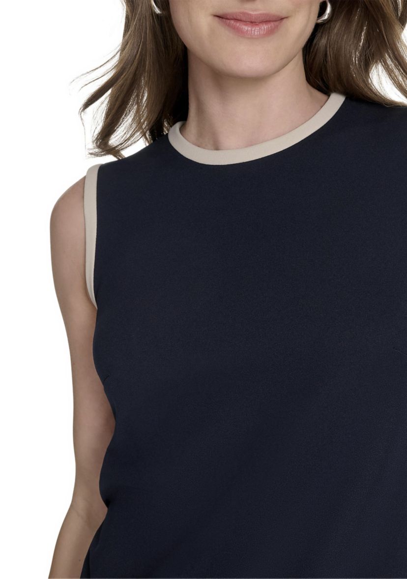 Womens Sleeveless Color Blocked Shift Dress