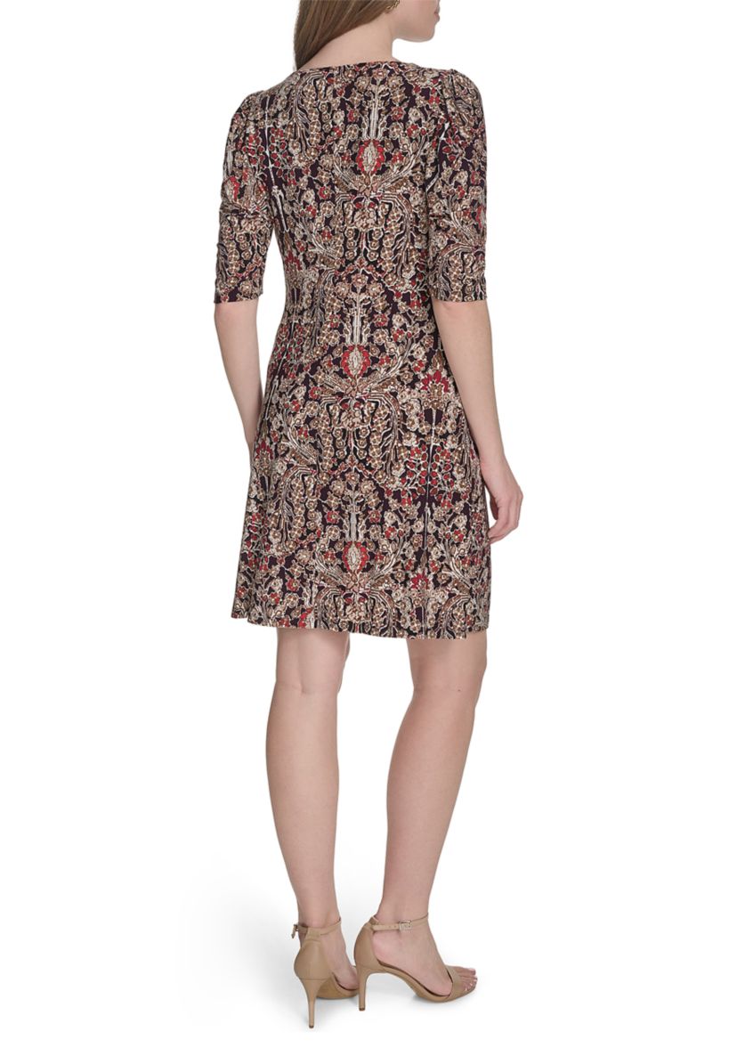 Womens Short Ruched Sleeve Jersey Shift Dress 
