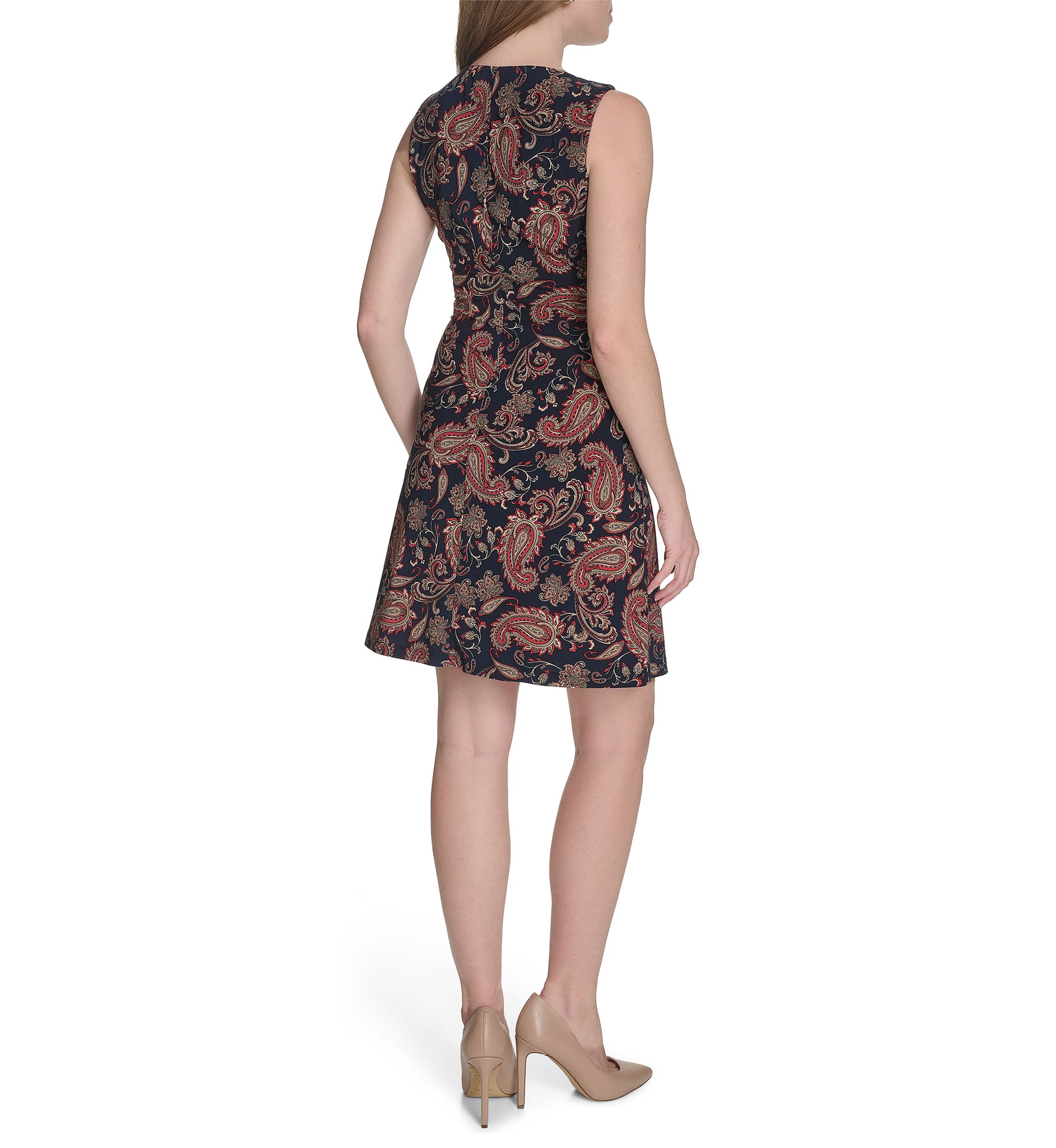 Womens Sleeveless Paisley Jersey Shift Dress