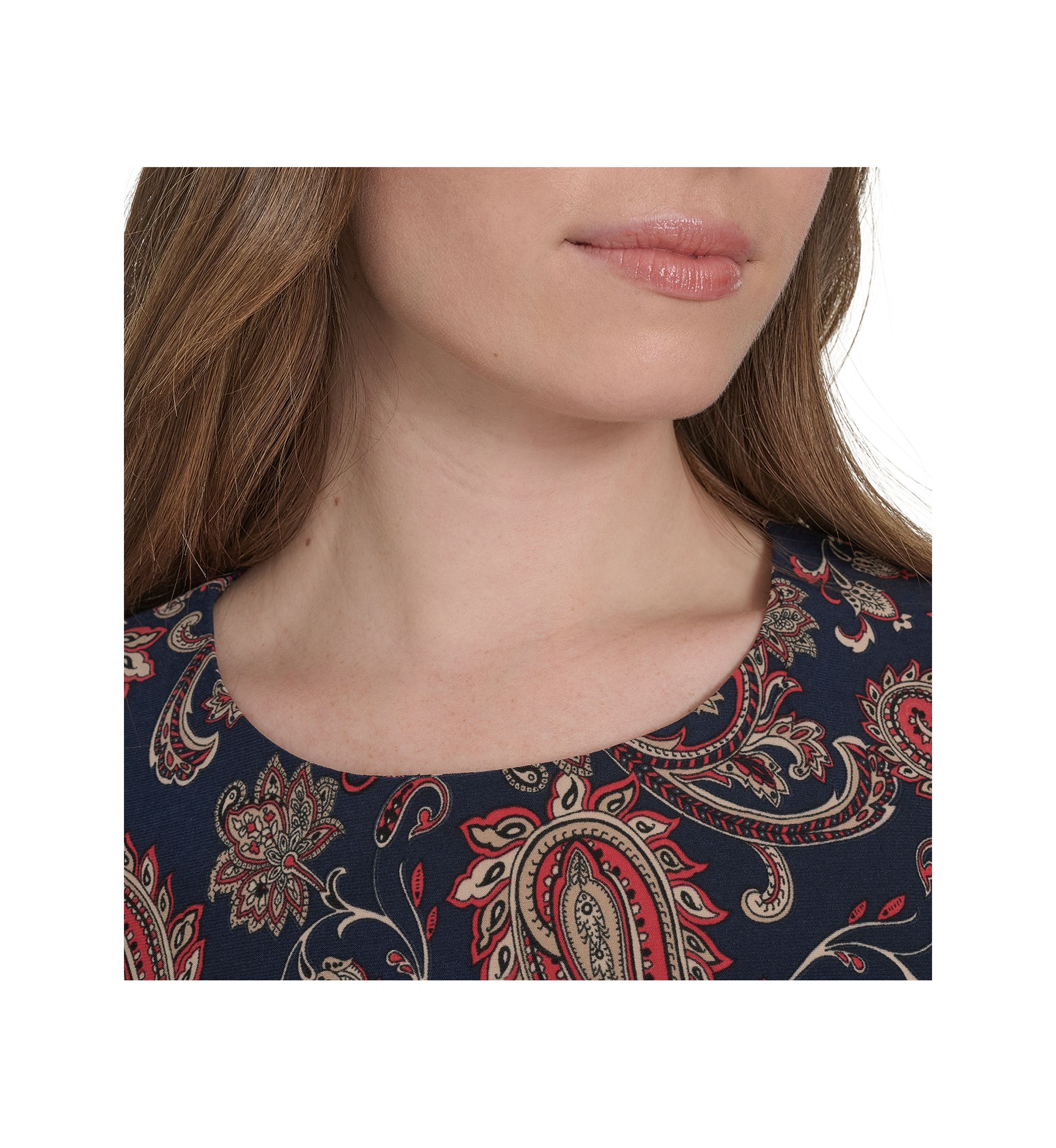 Womens Sleeveless Paisley Jersey Shift Dress