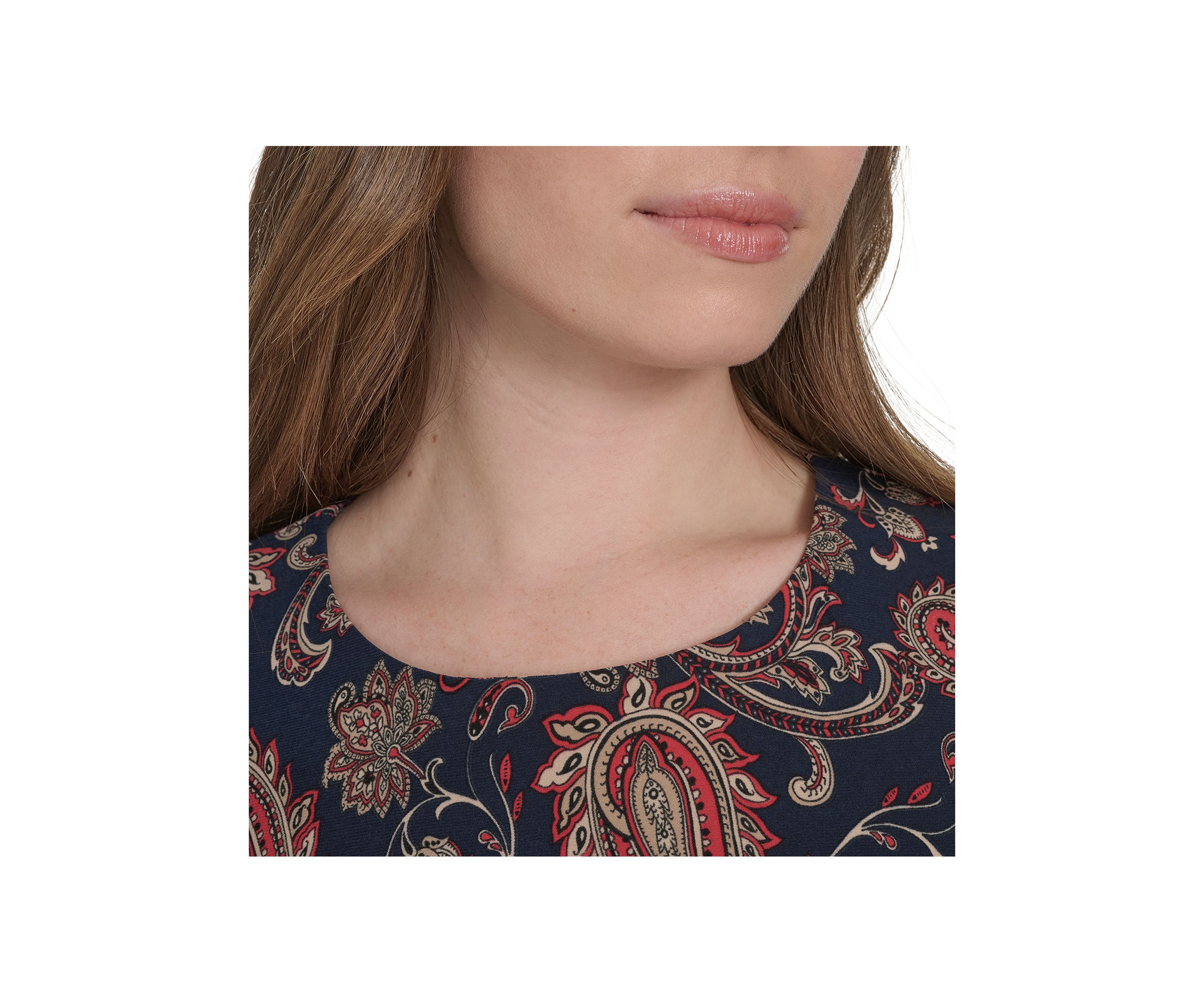 Womens Sleeveless Paisley Jersey Shift Dress