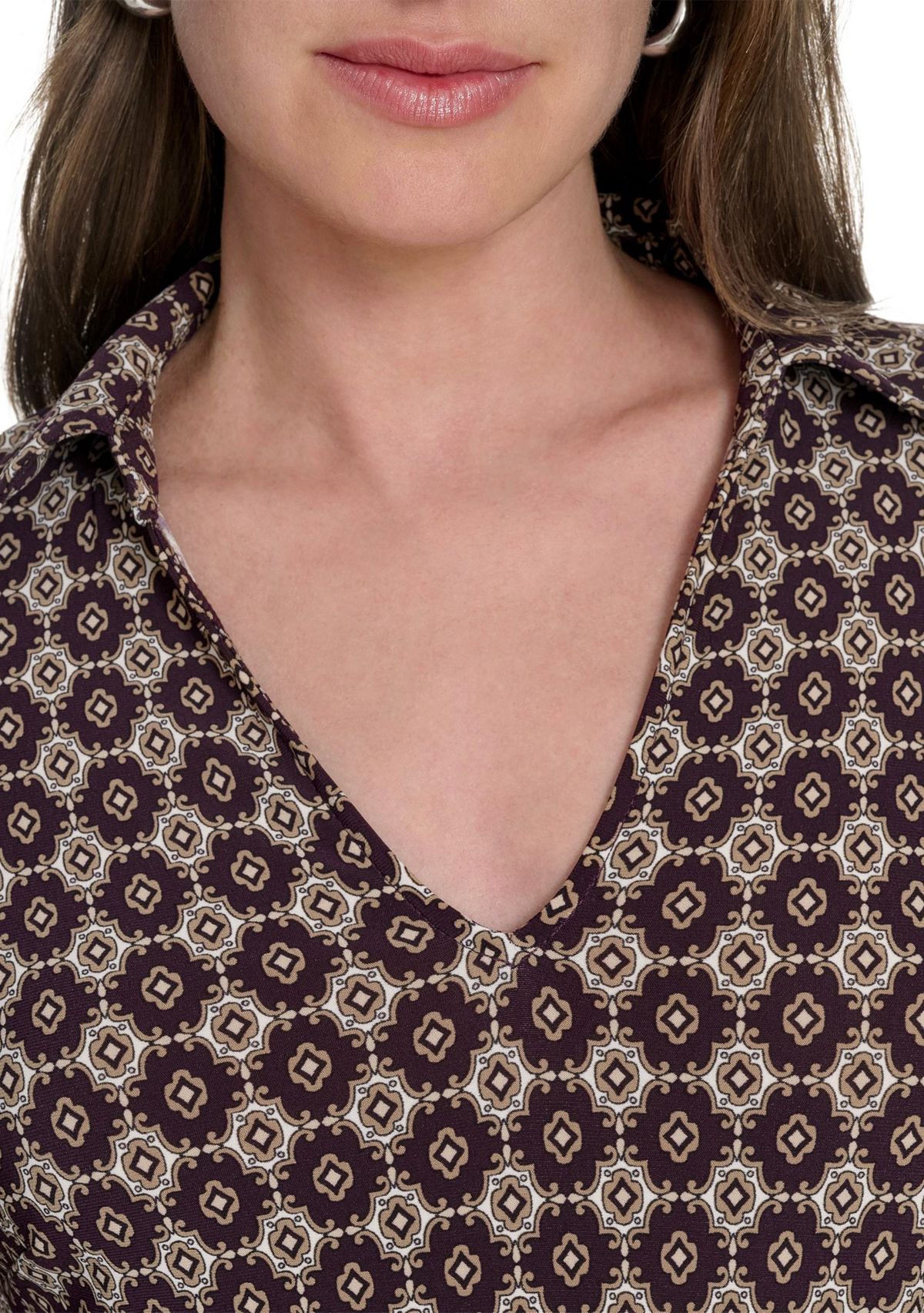 Womens 3/4 Length Sleeve Collared Fit and Flare Dress 