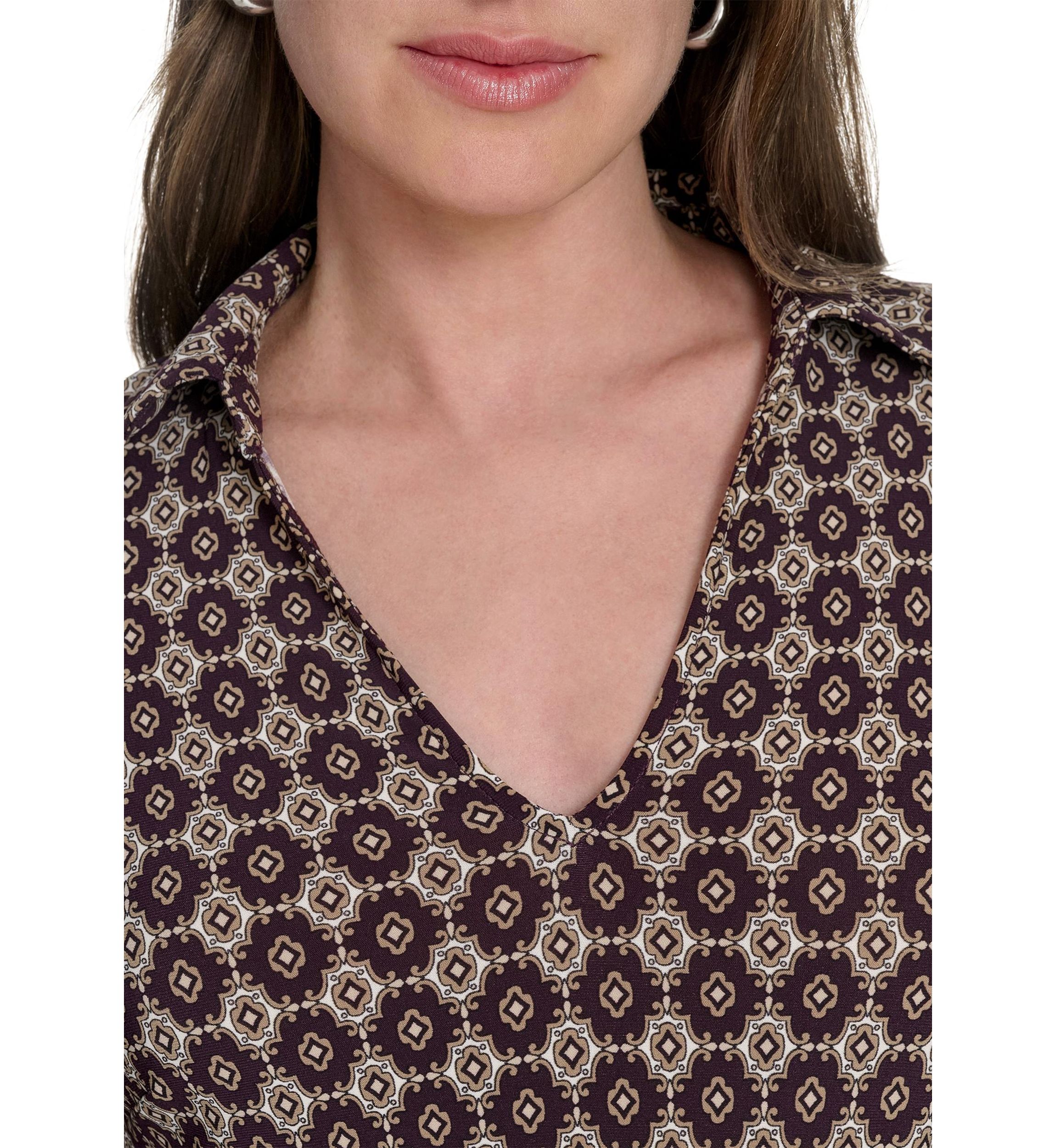 Womens 3/4 Length Sleeve Collared Fit and Flare Dress 
