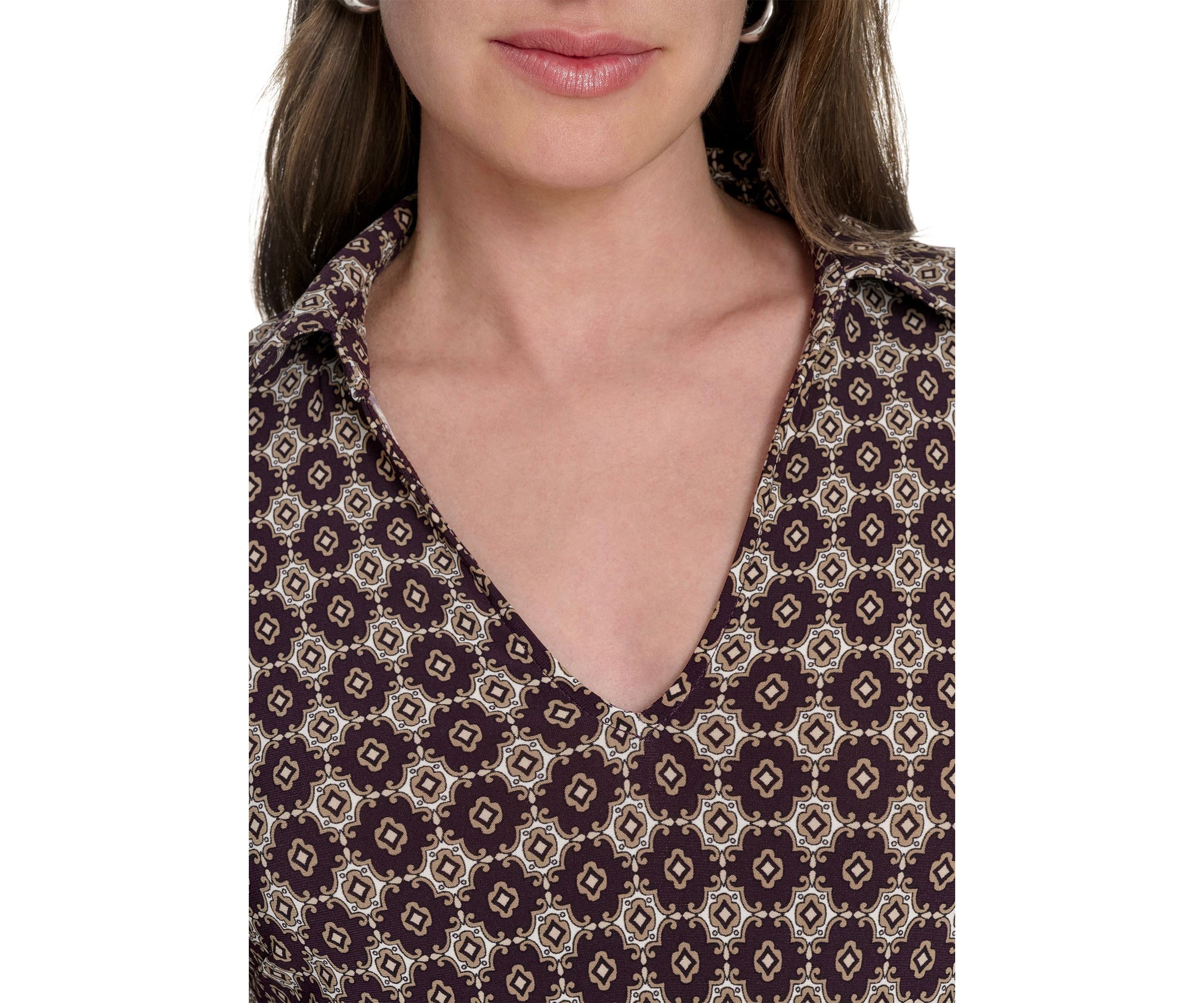 Womens 3/4 Length Sleeve Collared Fit and Flare Dress 