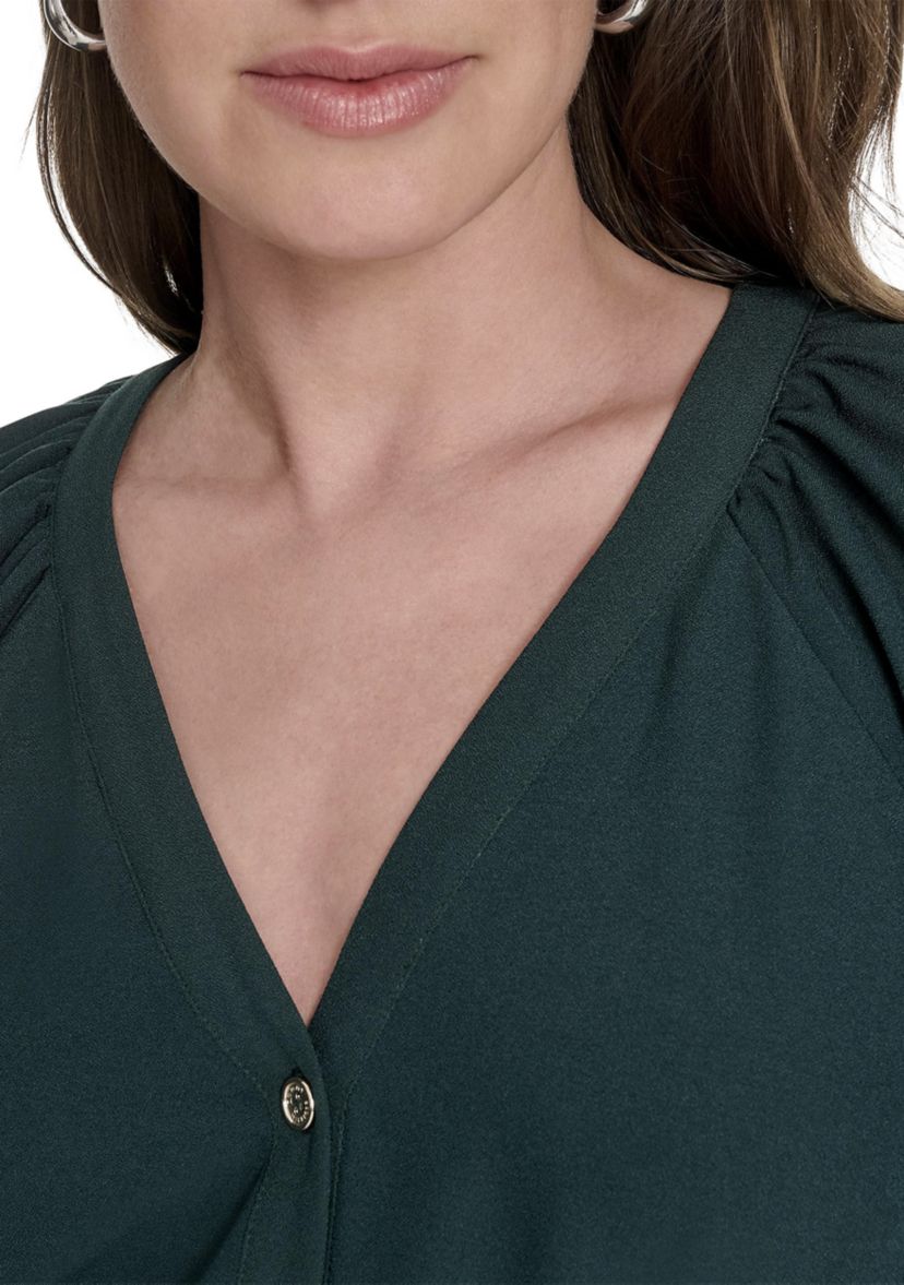 Womens Puff Sleeve Fit and Flare Dress