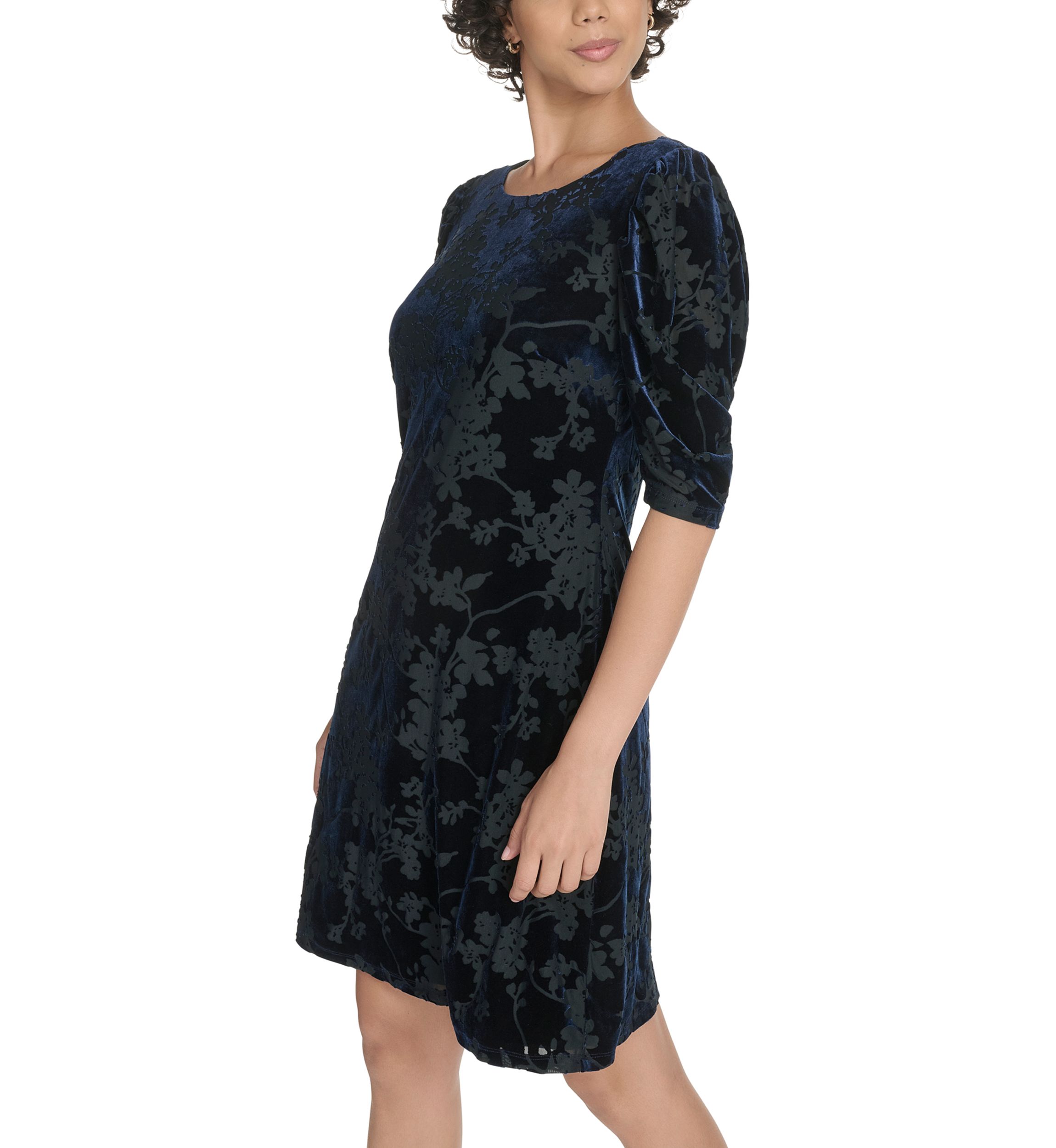 blue velvet shift dress Sapphire Blue Velvet Ruffle Hem Shift Dress