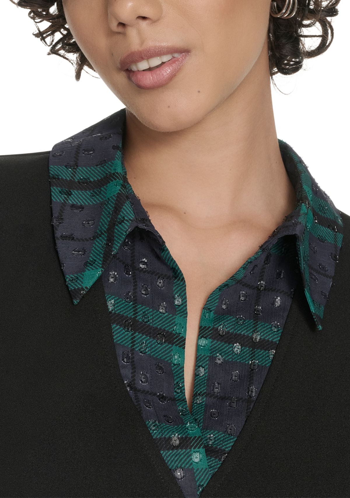 Womens V-Neck Twofer Shift Dress