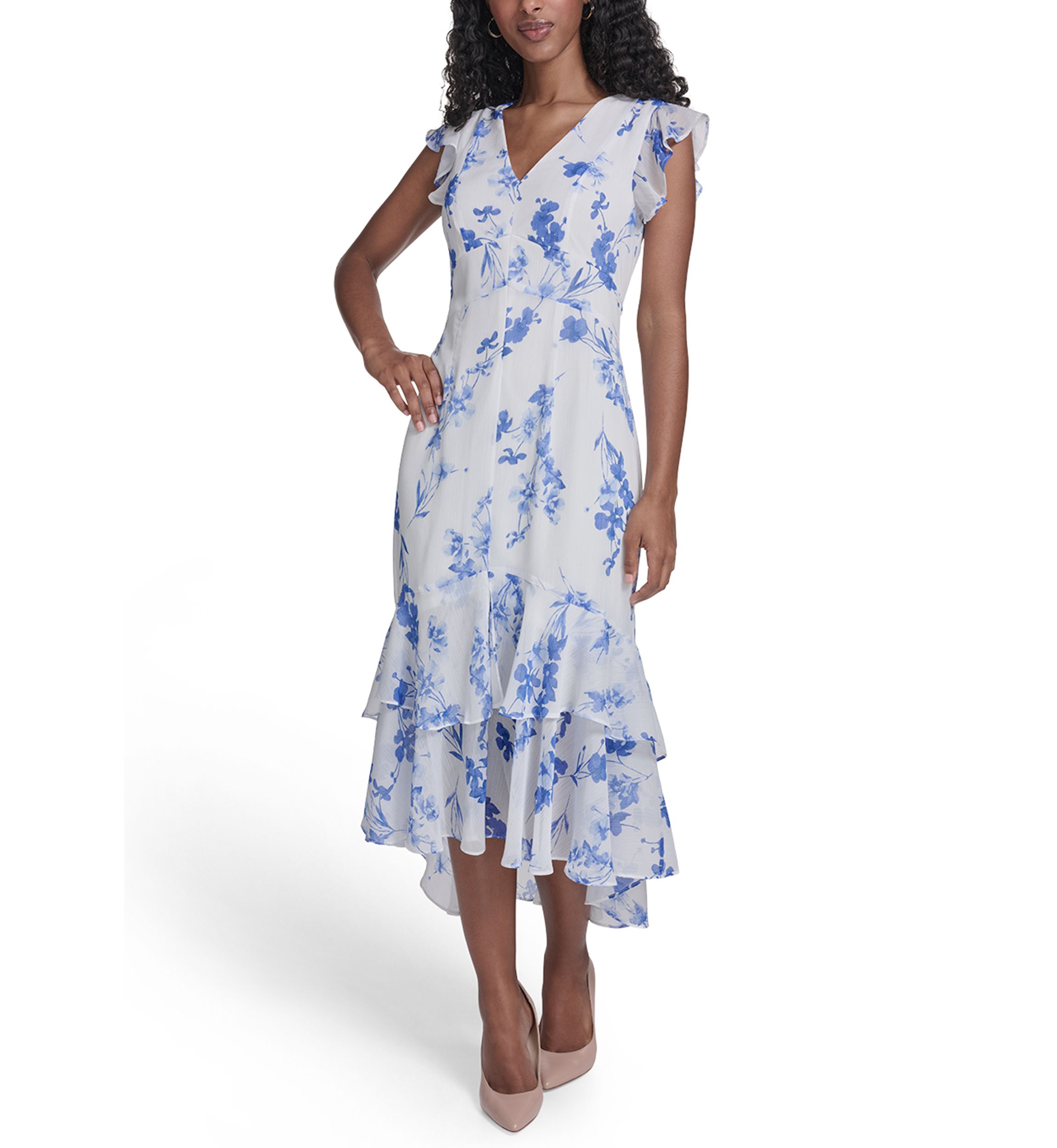 tommy hilfiger asymmetrical dress Women's Flutter Sleeve Empire Midi Dress, Blue, 8 The traditional sheath dress Italian Size:44 IT Asymmetrical hem San Diego BFCM Adorable 1990s Crushed Velvet